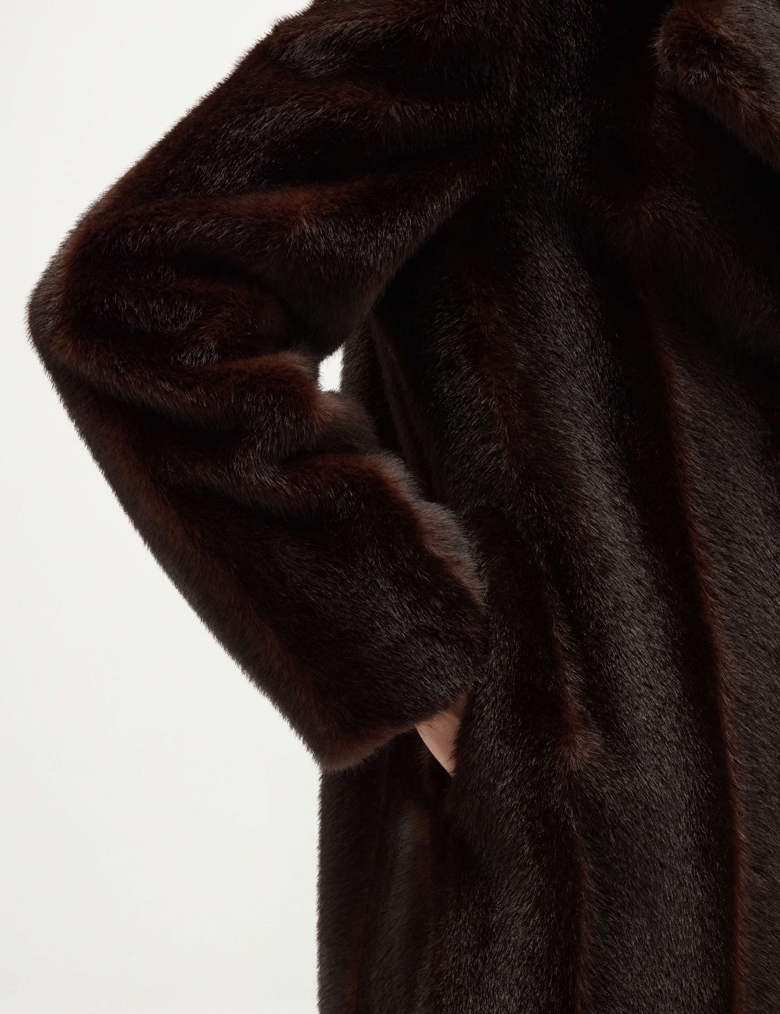 Faux Fur Collared Textured Coat 4 of 8