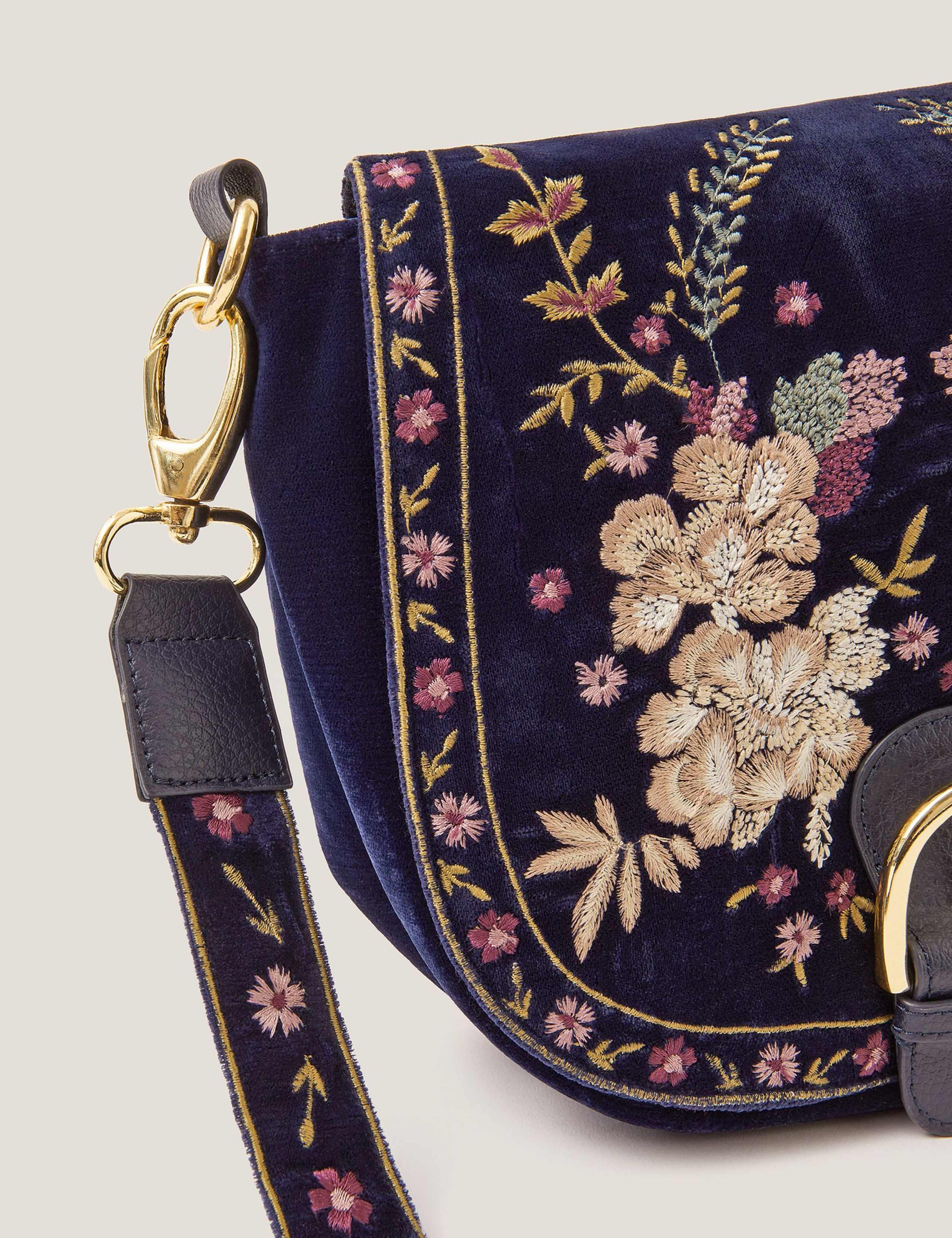 Velvet Floral Embroidered Cross Body Bag 4 of 4