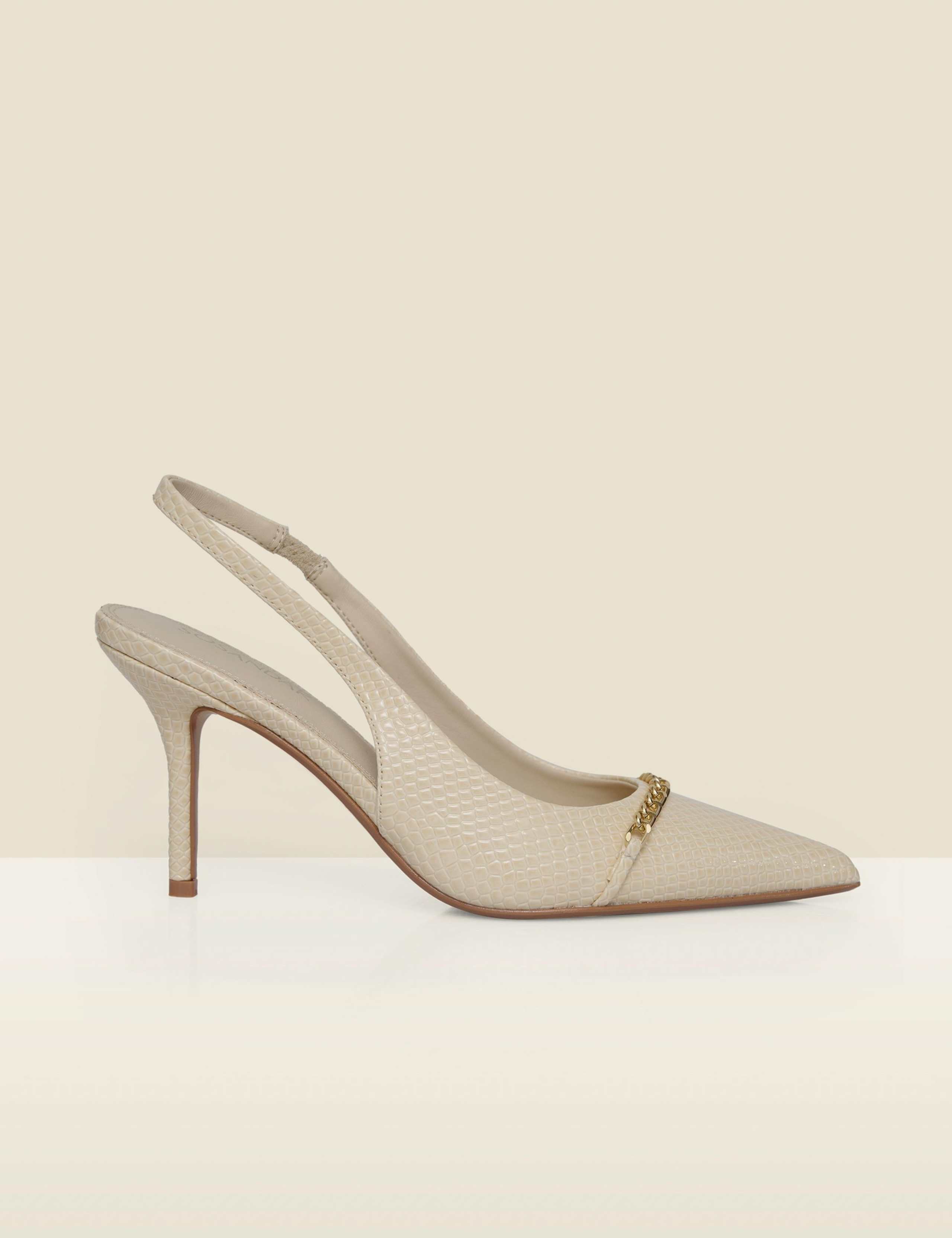 Croc Chain Stiletto Pointed Slingback Shoes 1 of 4