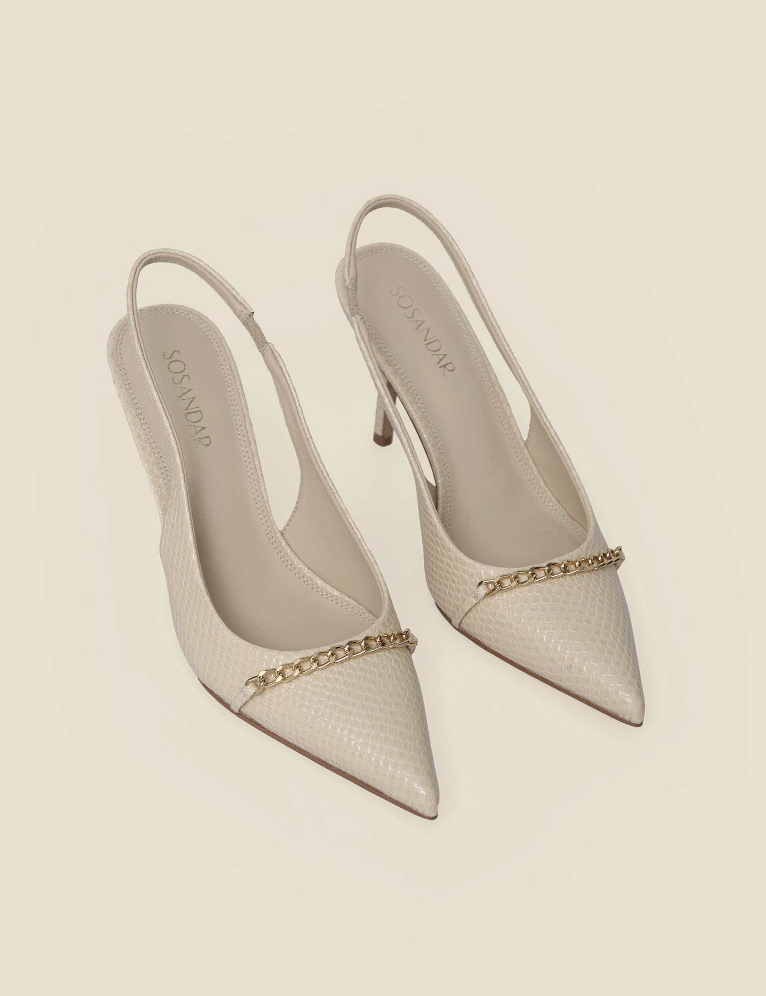 Croc Chain Stiletto Pointed Slingback Shoes 2 of 4
