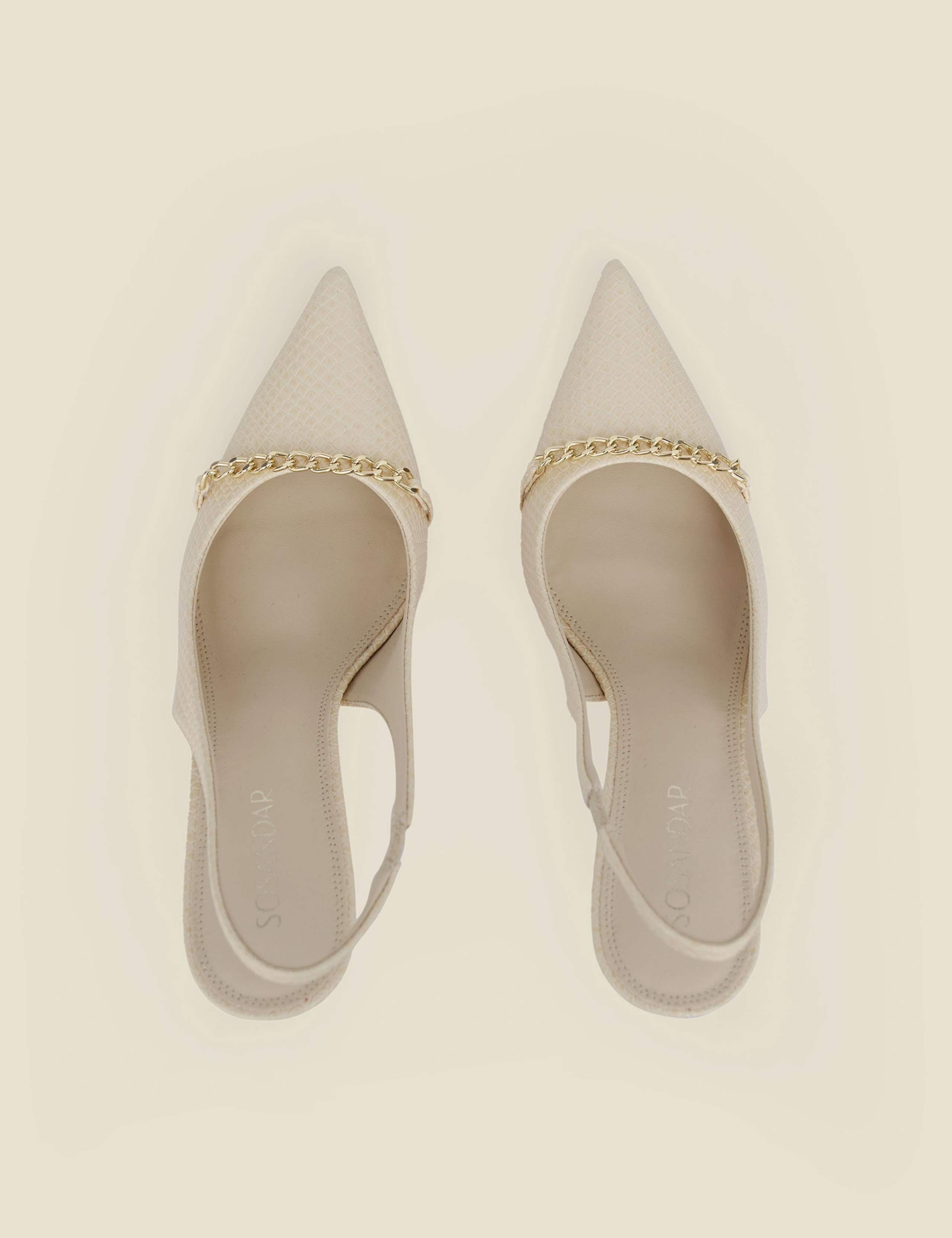 Croc Chain Stiletto Pointed Slingback Shoes 3 of 4