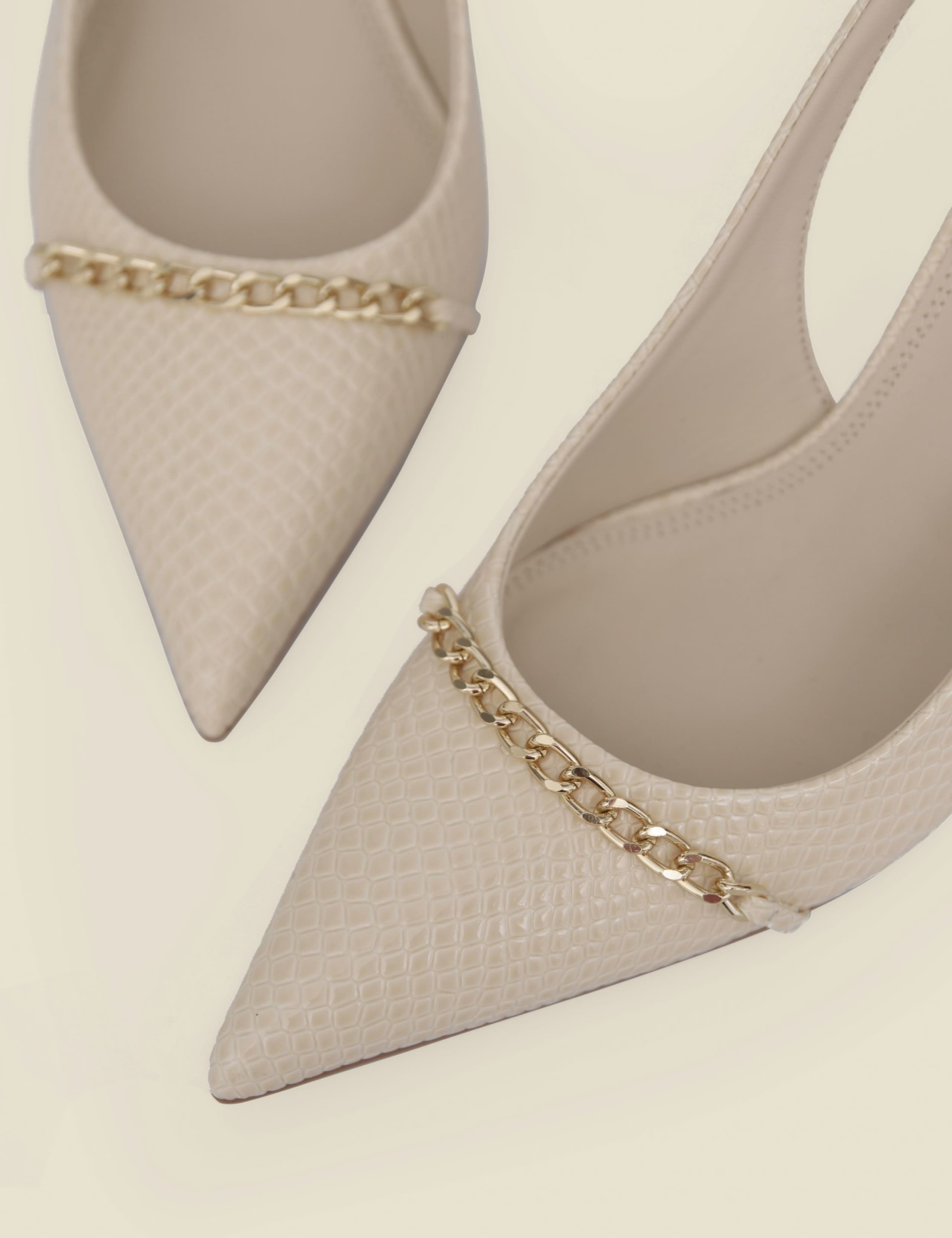 Croc Chain Stiletto Pointed Slingback Shoes 4 of 4