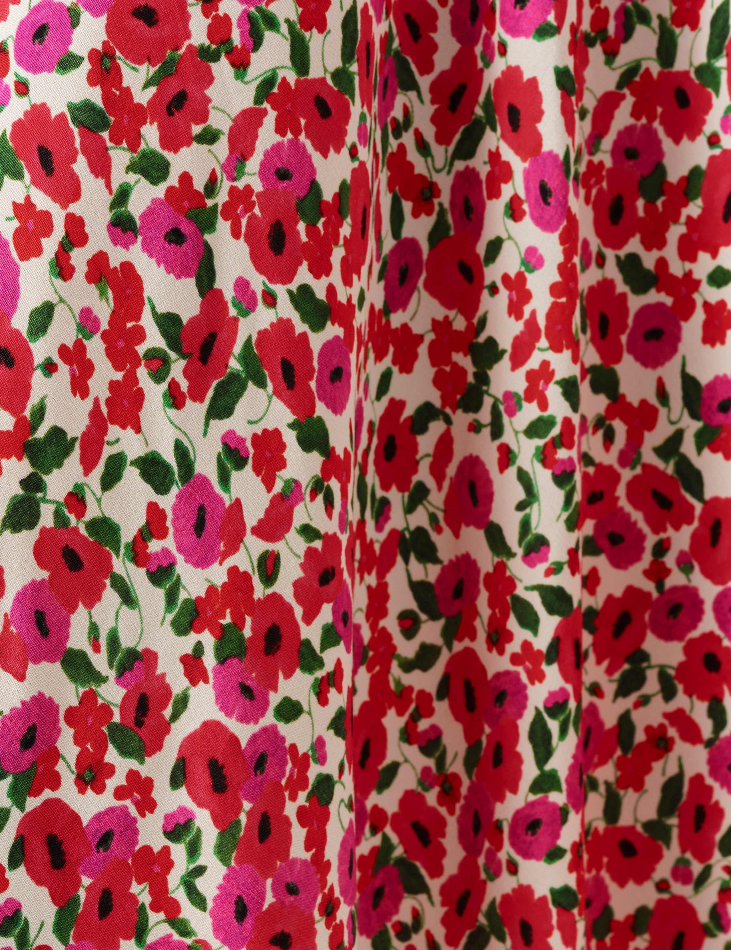 Crepe Floral V-Neck Midi Tea Dress 5 of 6