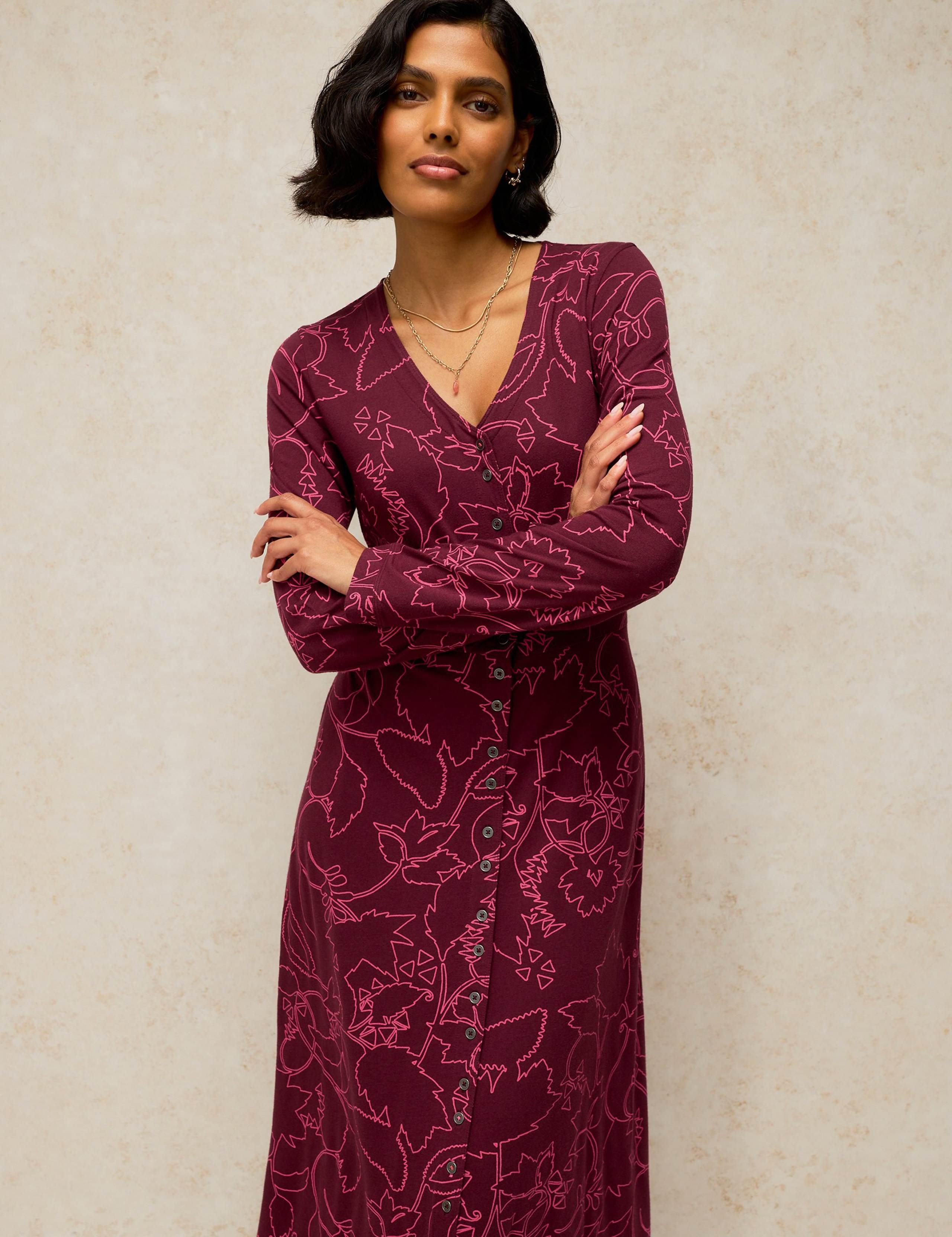 Reese Cotton Blend Printed Button Through Midi Dress 3 of 6
