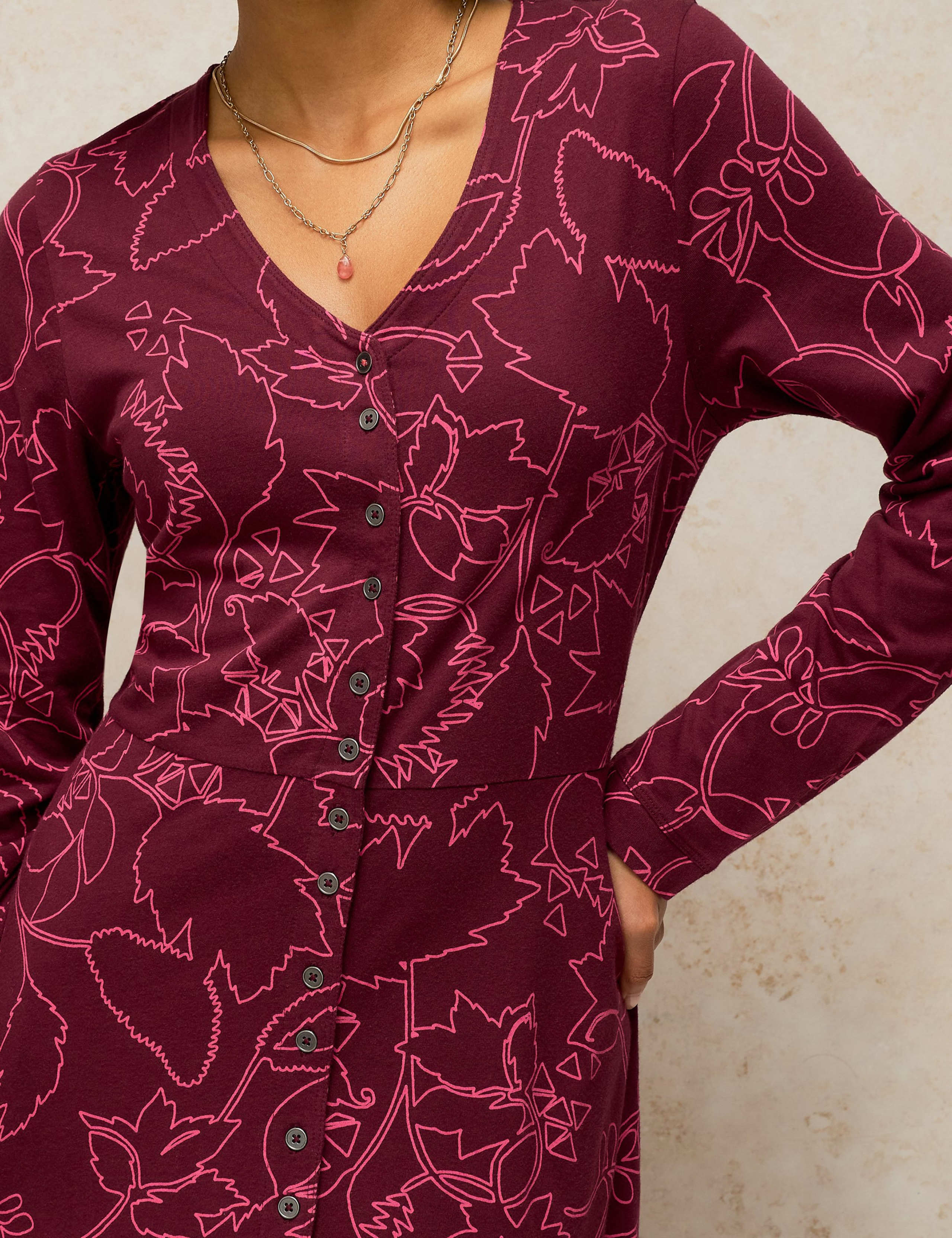 Reese Cotton Blend Printed Button Through Midi Dress 5 of 6