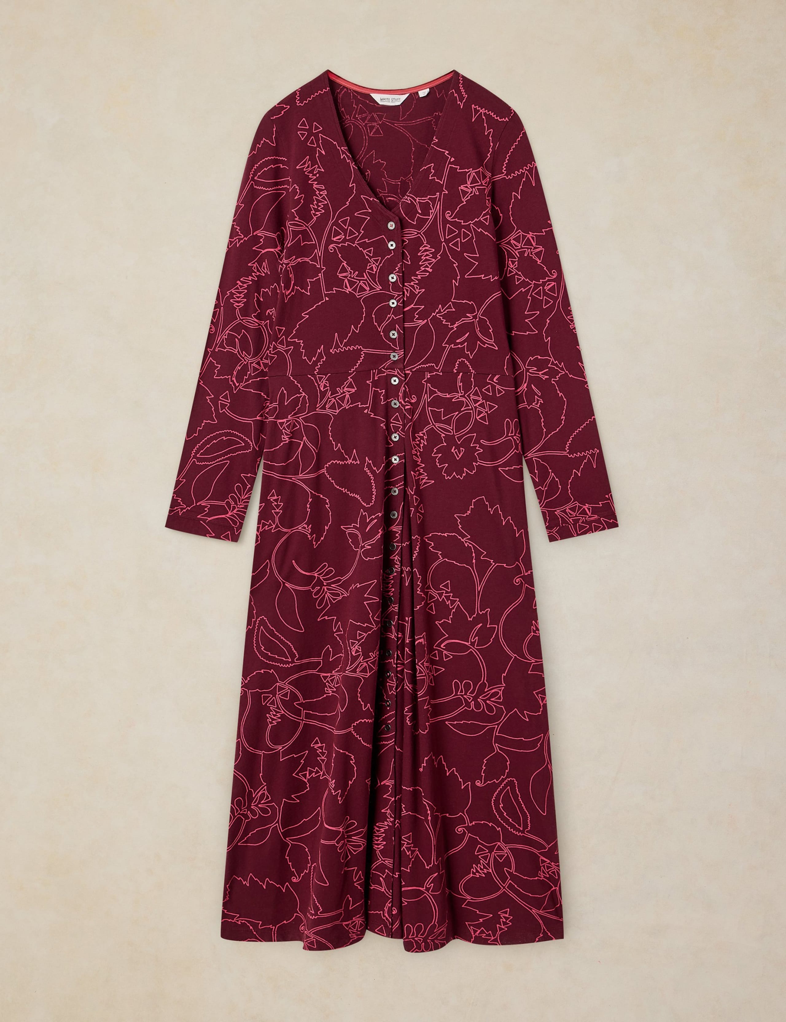 Reese Cotton Blend Printed Button Through Midi Dress 2 of 6