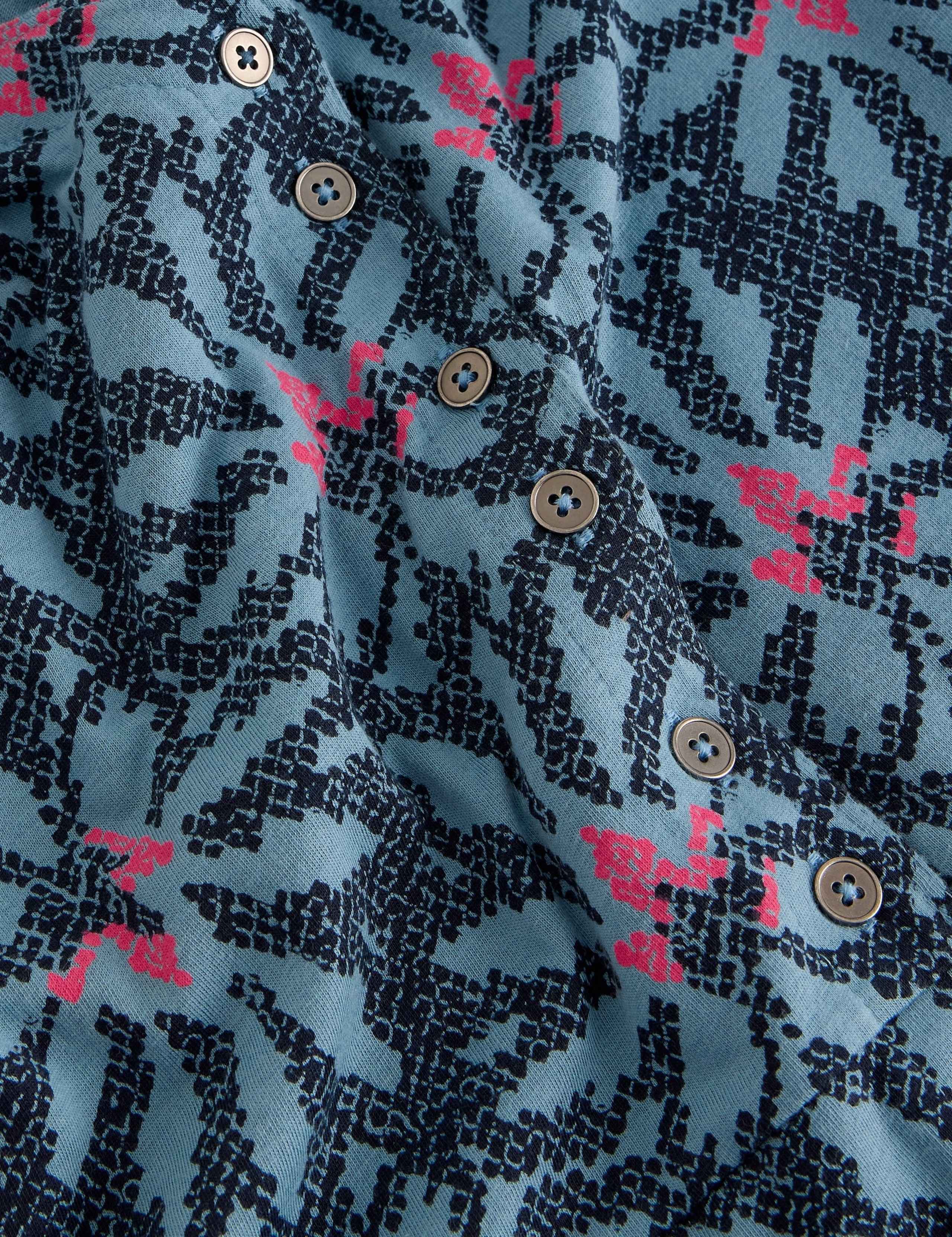 Cotton Blend Printed Button Through Midi Dress 5 of 5