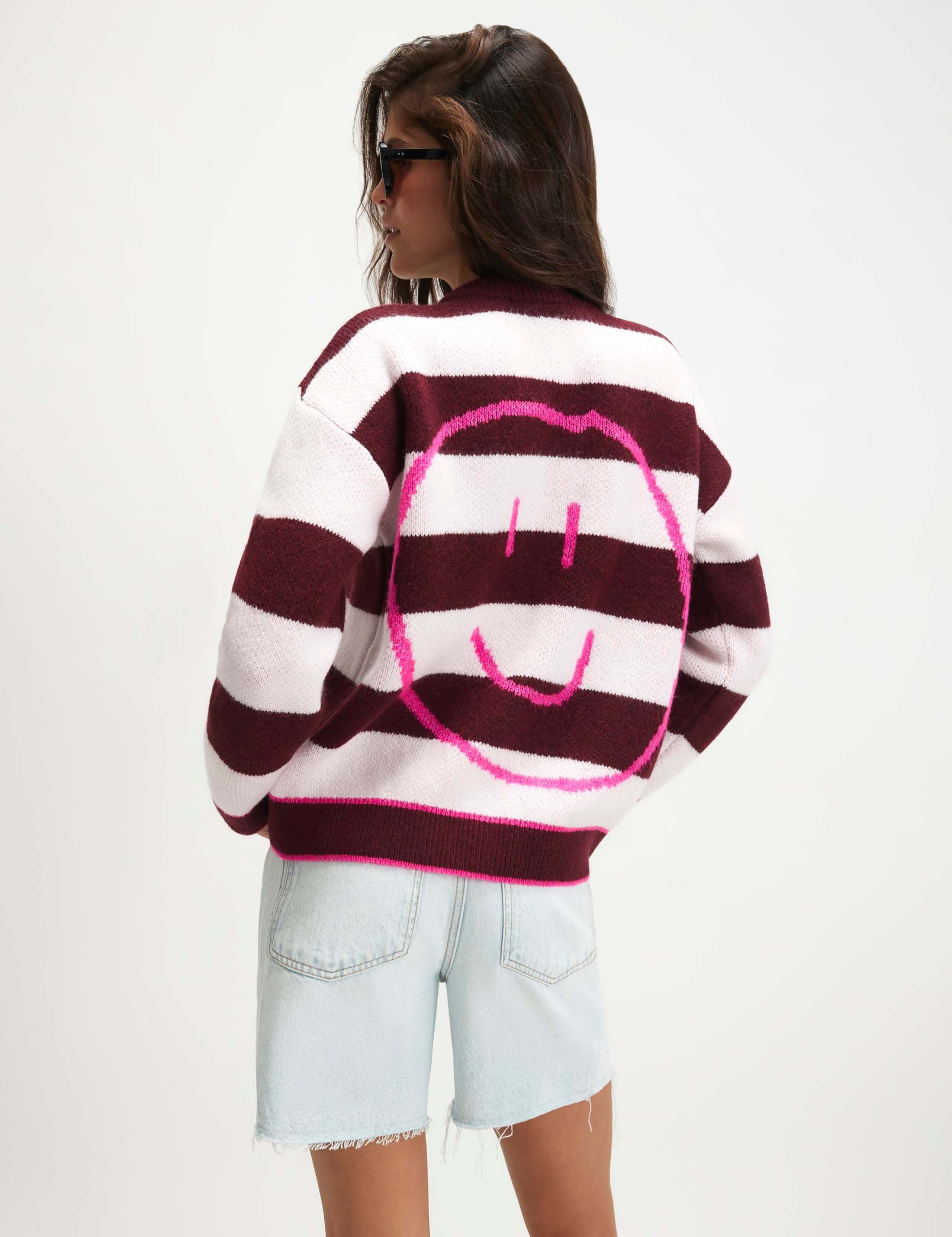 Slogan Striped Button Front Cardigan 4 of 4
