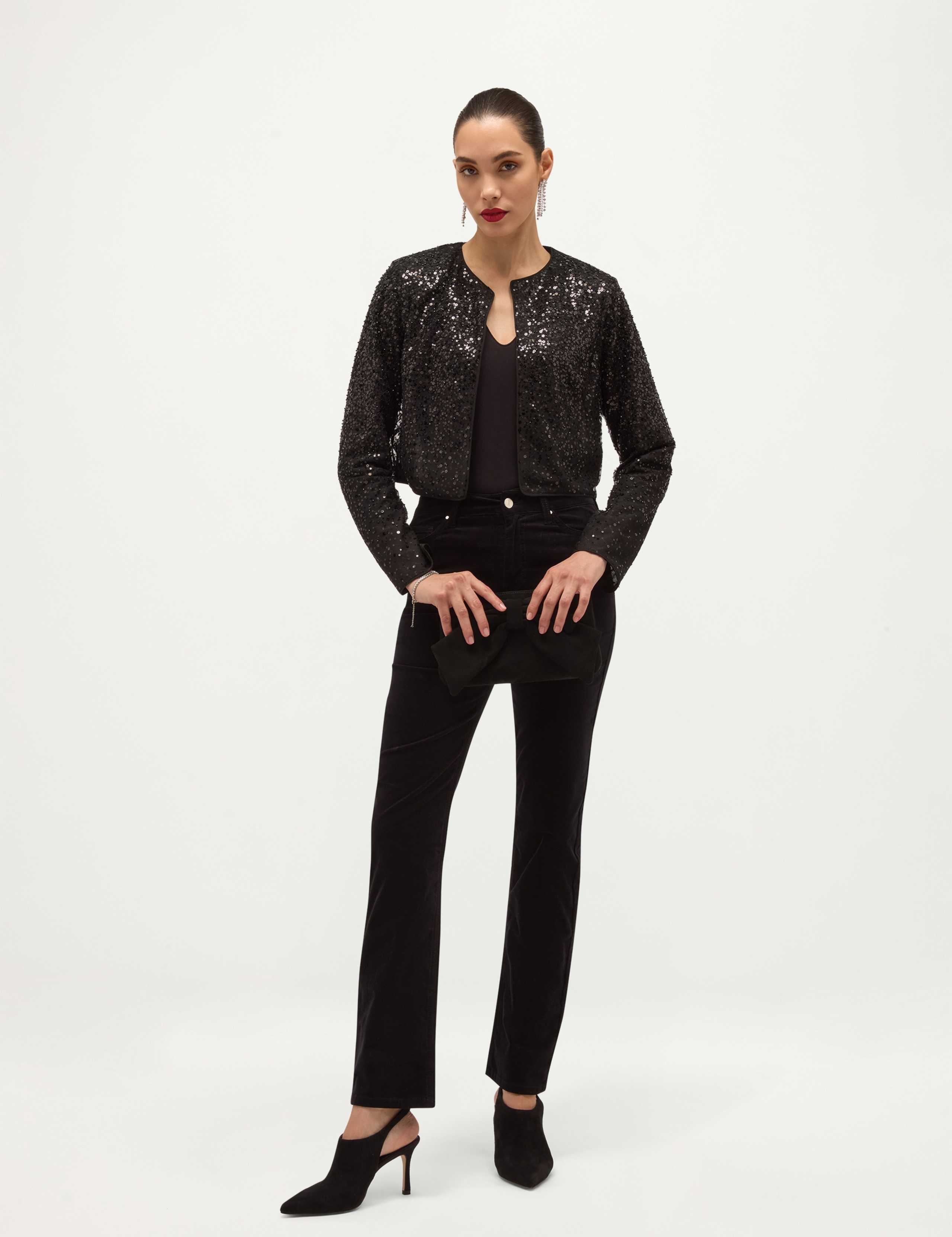 Sequin Crew Neck Cropped Jacket 3 of 7