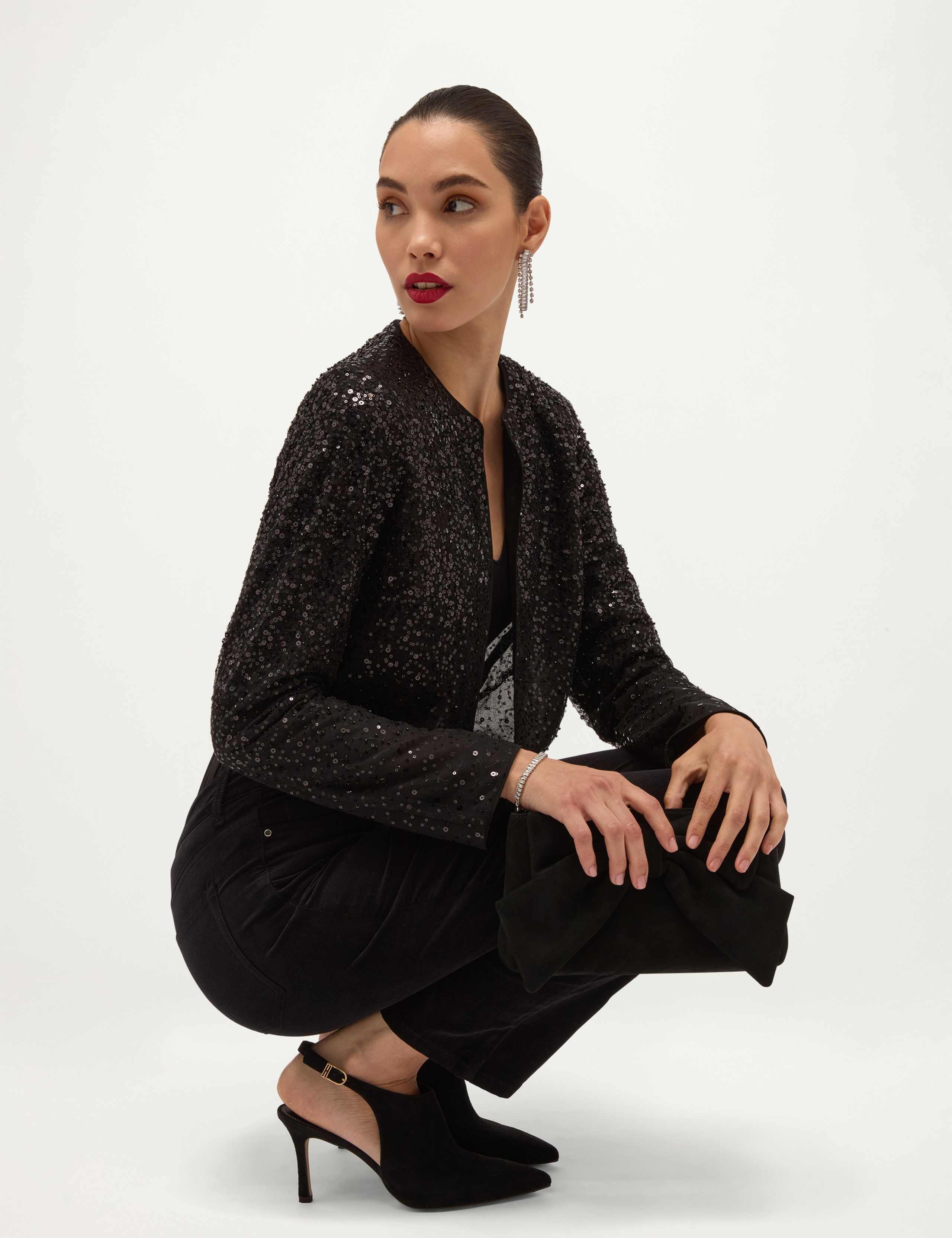 Sequin Crew Neck Cropped Jacket 4 of 7