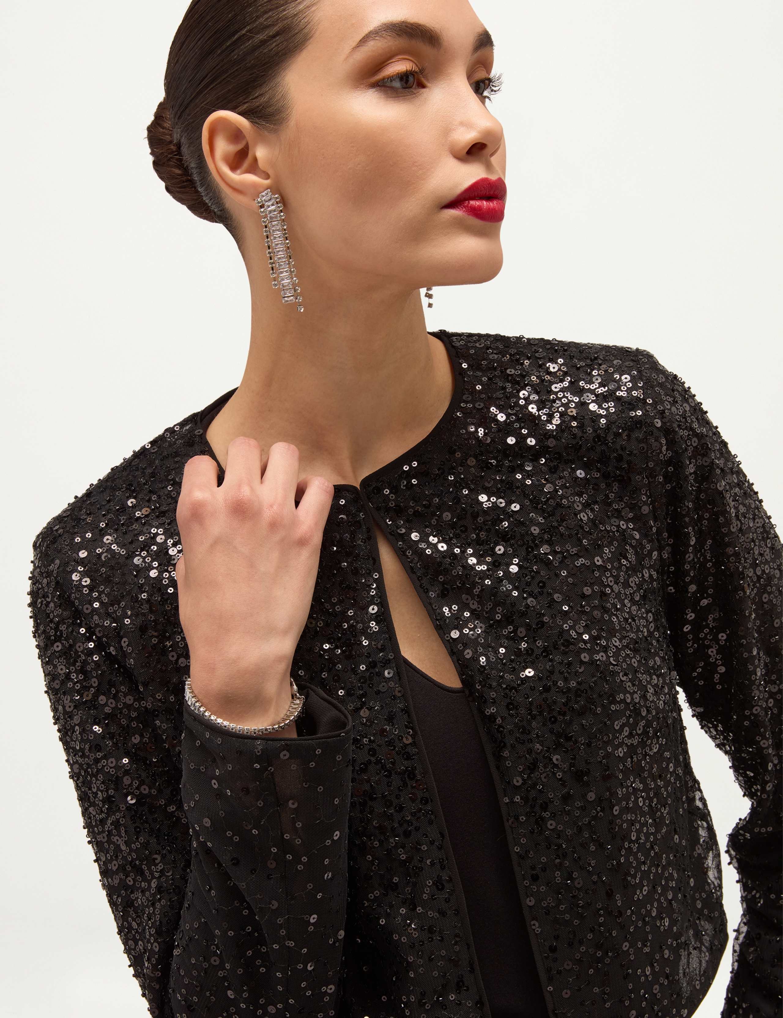 Sequin Crew Neck Cropped Jacket 5 of 7
