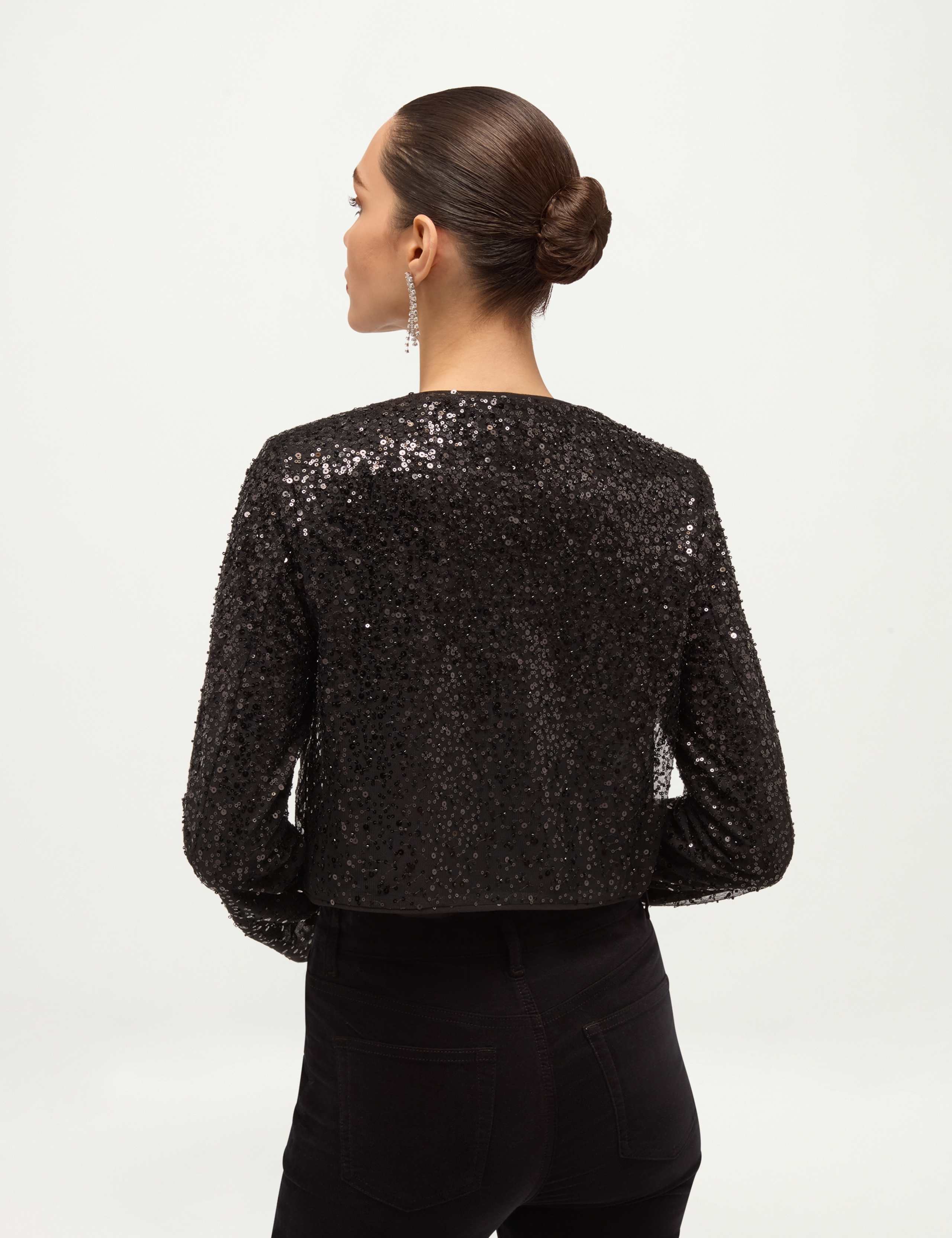 Sequin Crew Neck Cropped Jacket 6 of 7