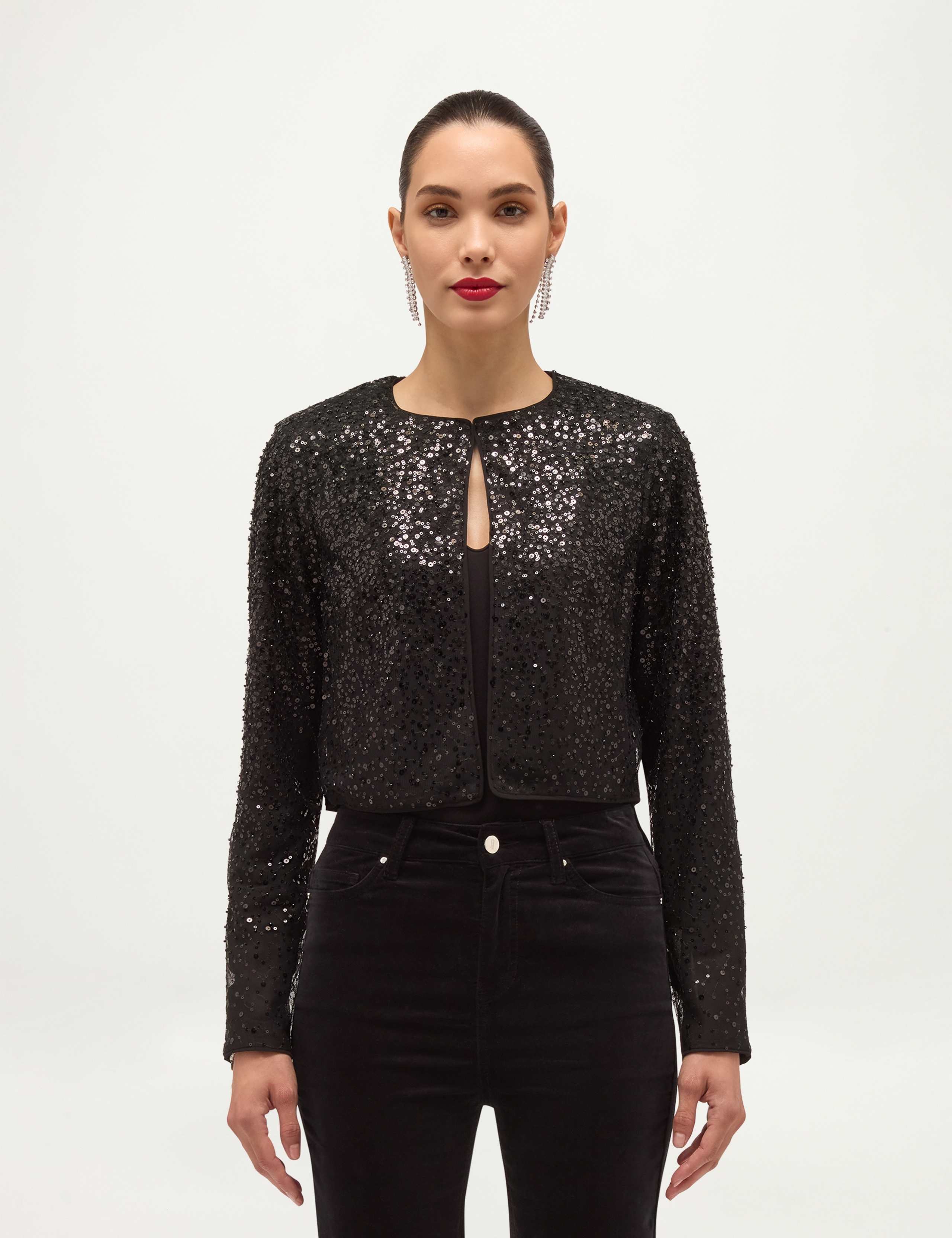 Sequin Crew Neck Cropped Jacket 7 of 7