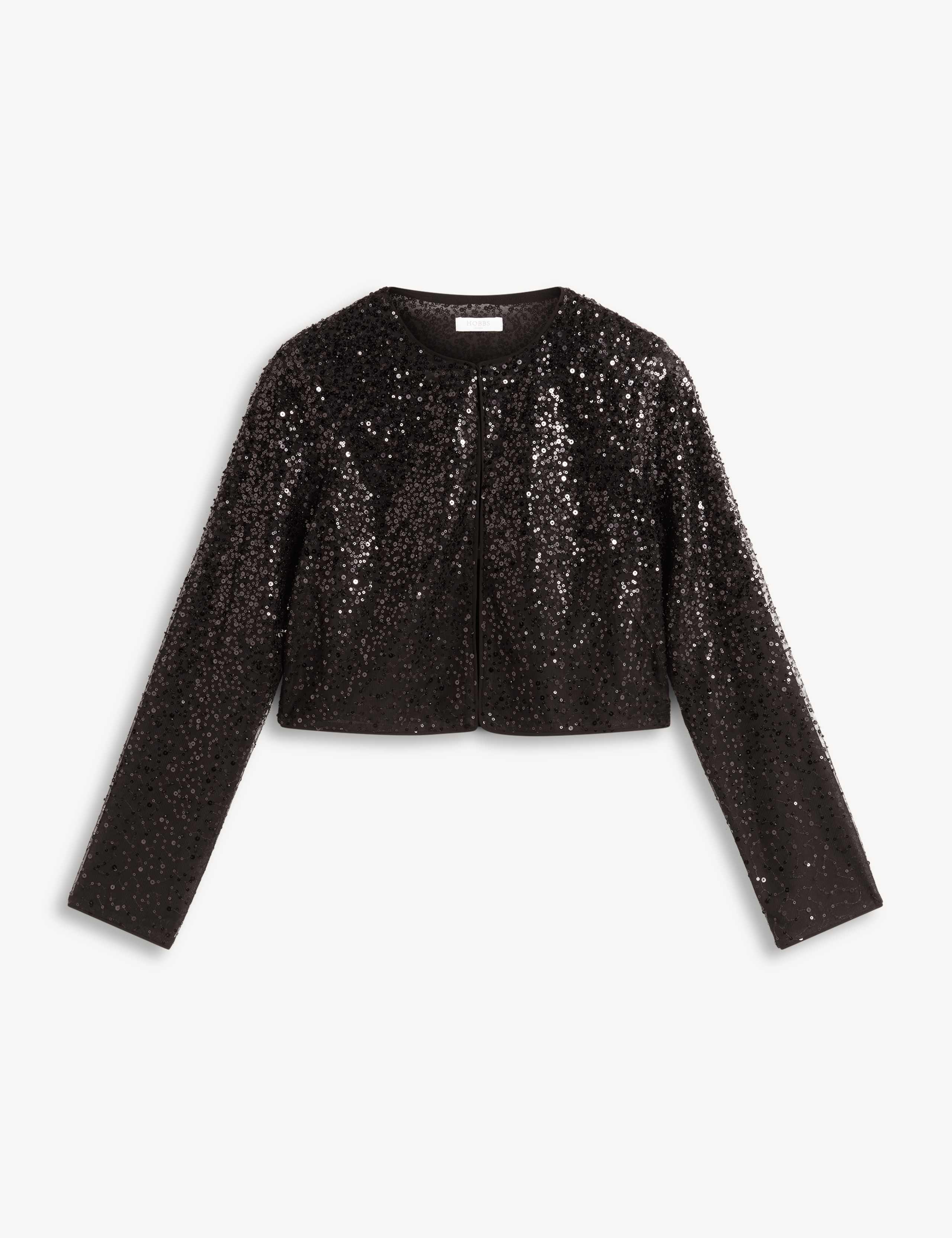 Sequin Crew Neck Cropped Jacket 2 of 7