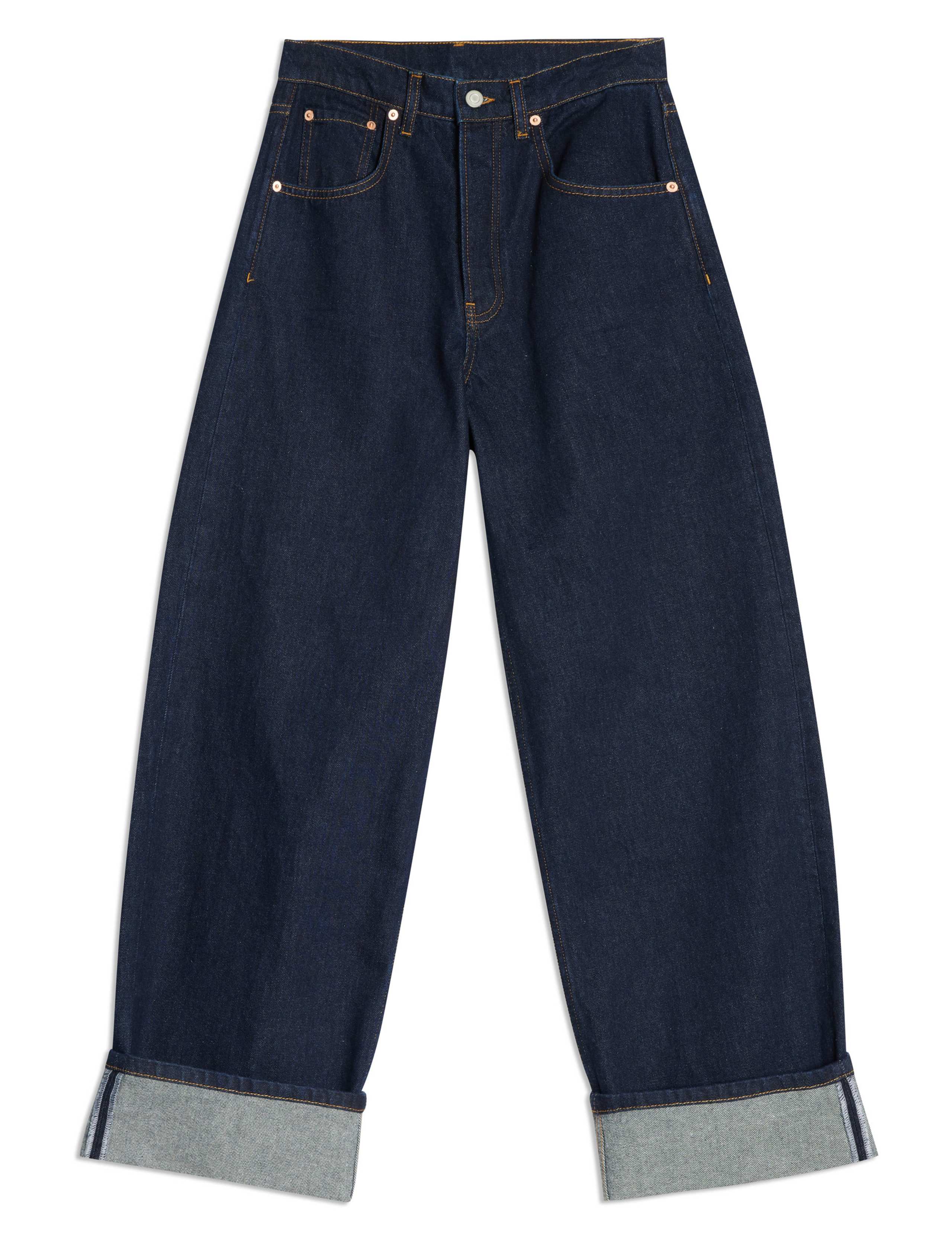 High Waisted Wide Leg Turn Up Jeans 2 of 4