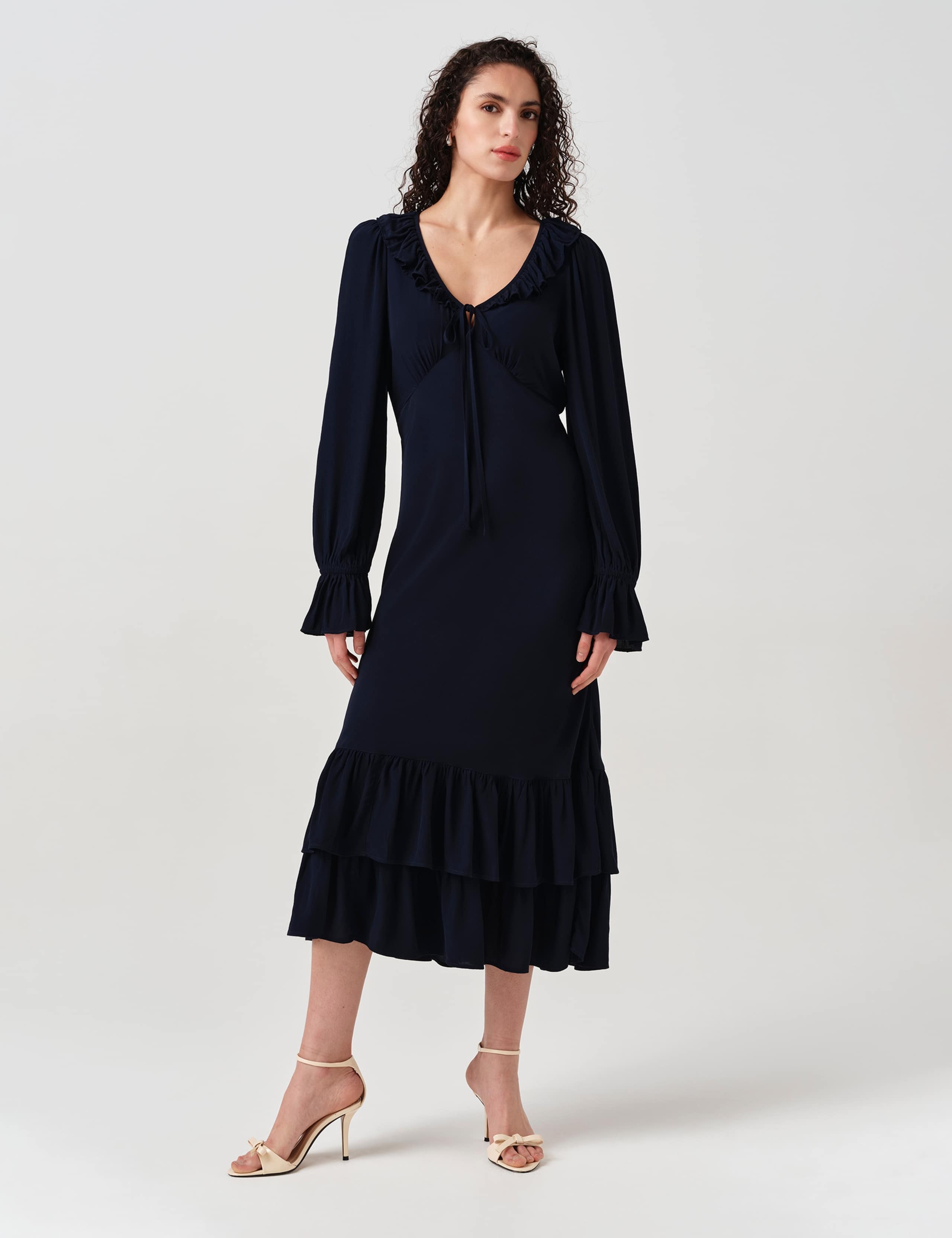 Crepe Ruffle Hem Midi Dress 5 of 7