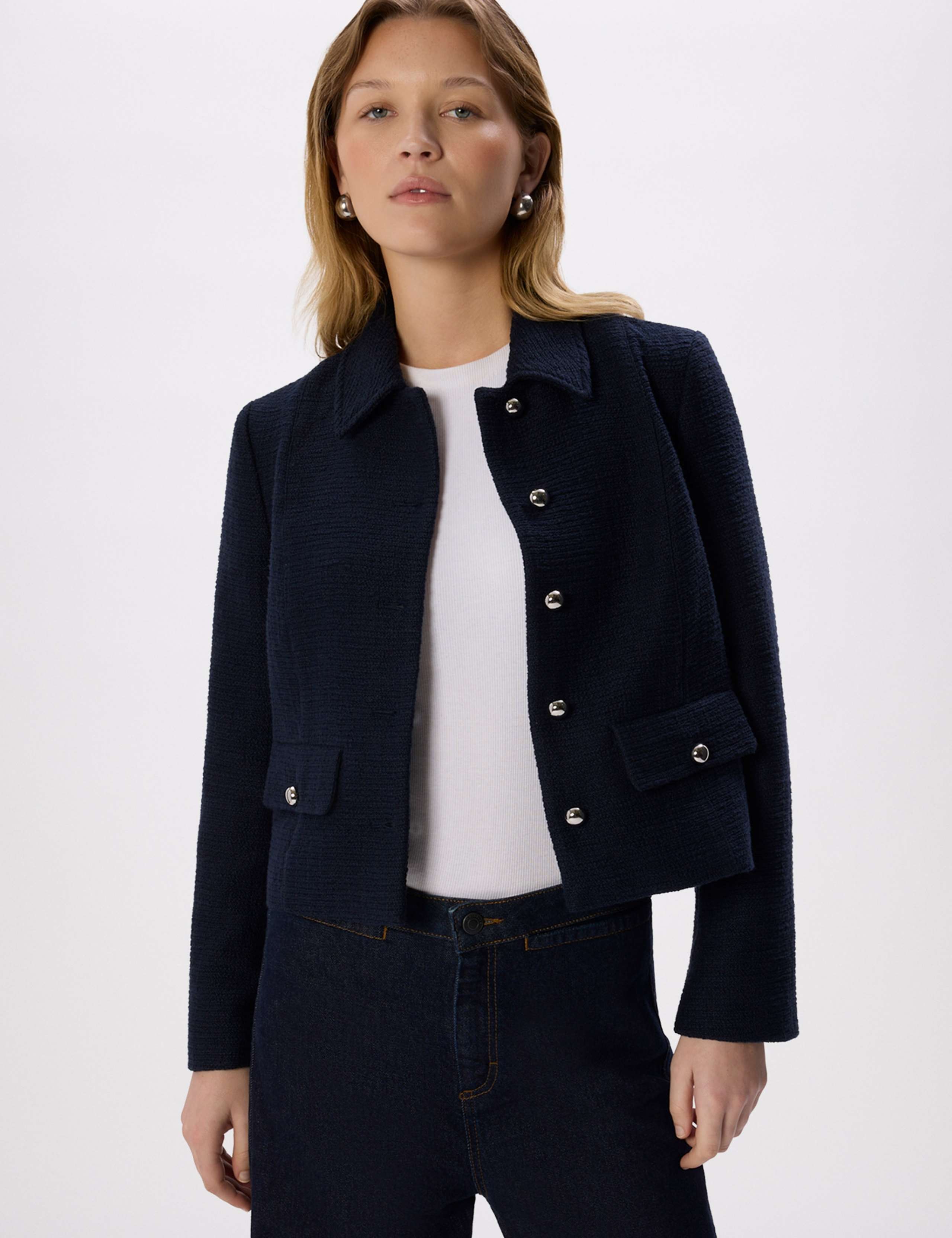 Cotton Blend Bouclé Cropped Jacket 6 of 7