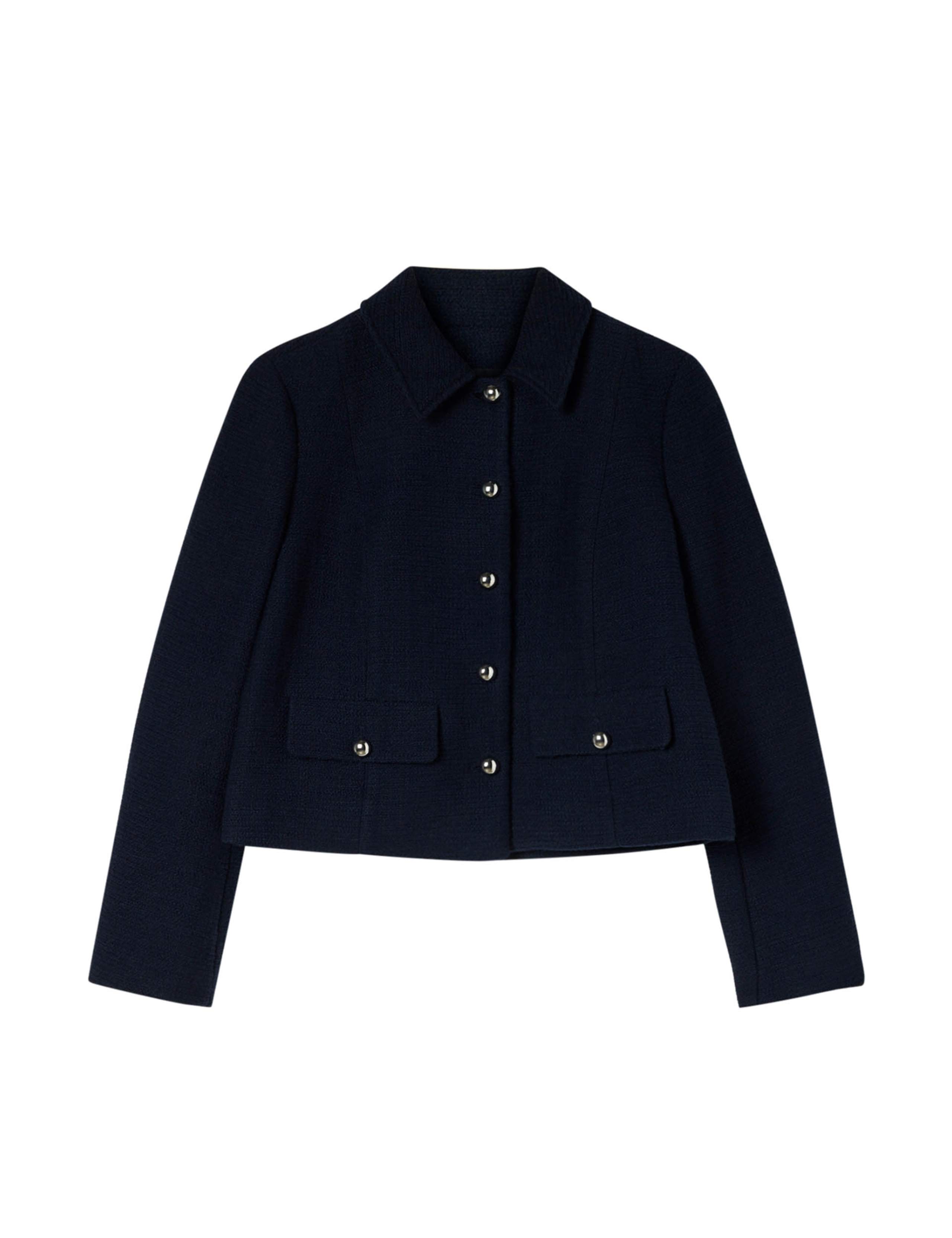 Cotton Blend Bouclé Cropped Jacket 2 of 7