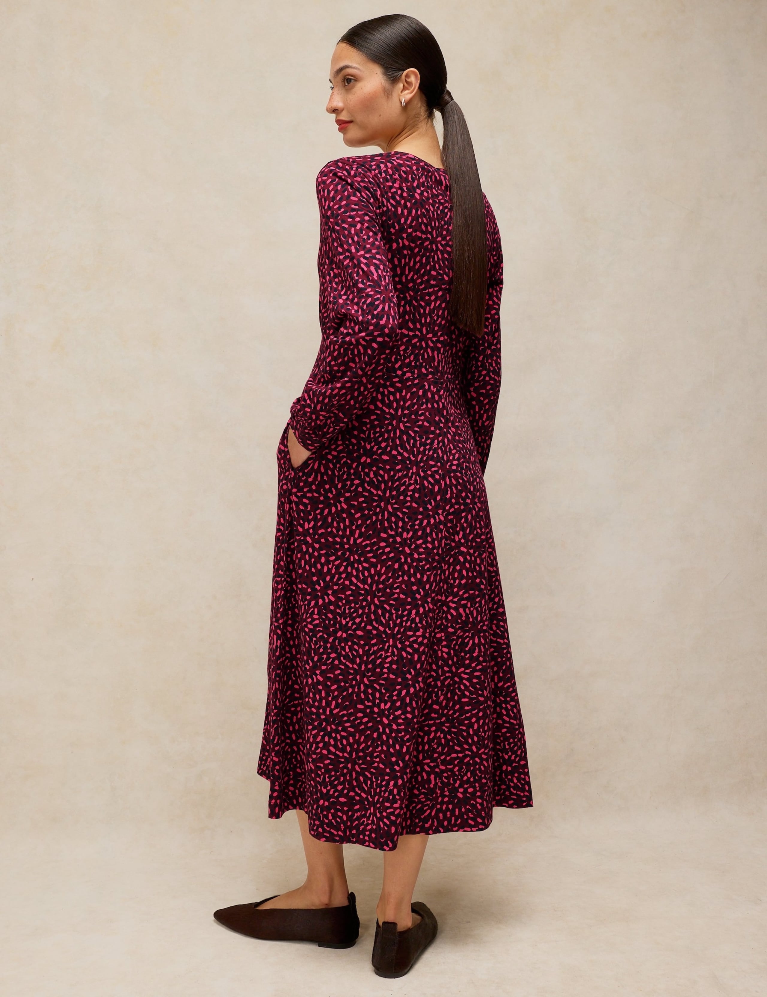 Cotton Blend Jersey Printed Midi Tea Dress 3 of 6