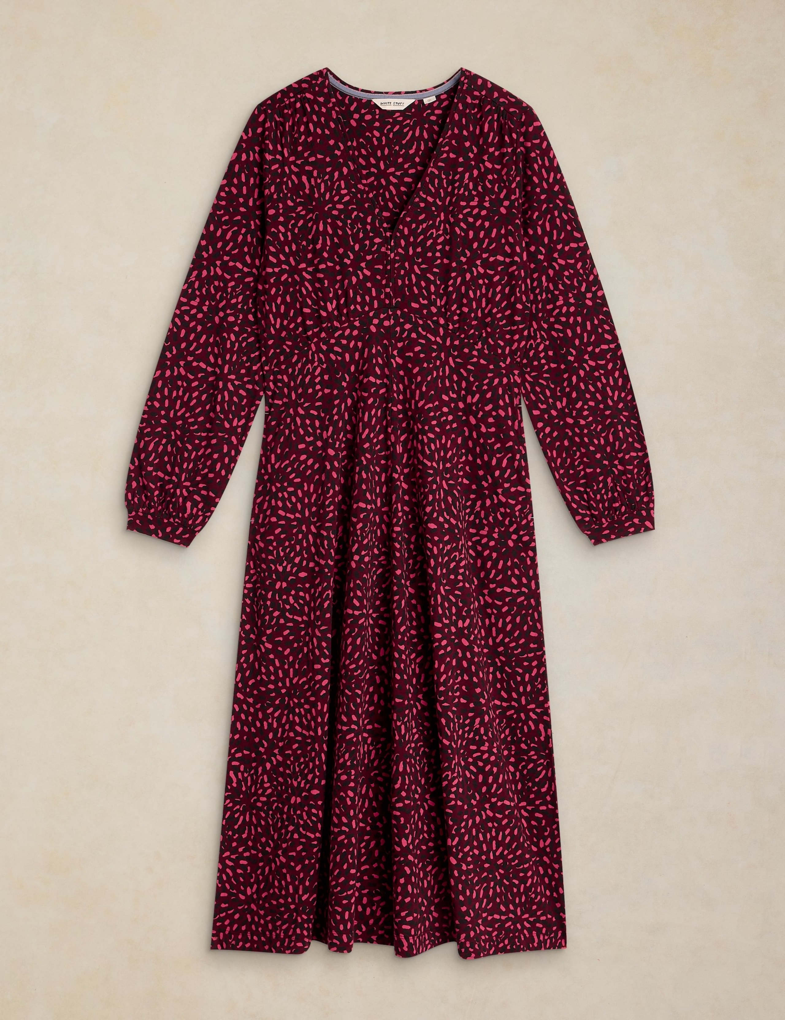Cotton Blend Jersey Printed Midi Tea Dress 2 of 6