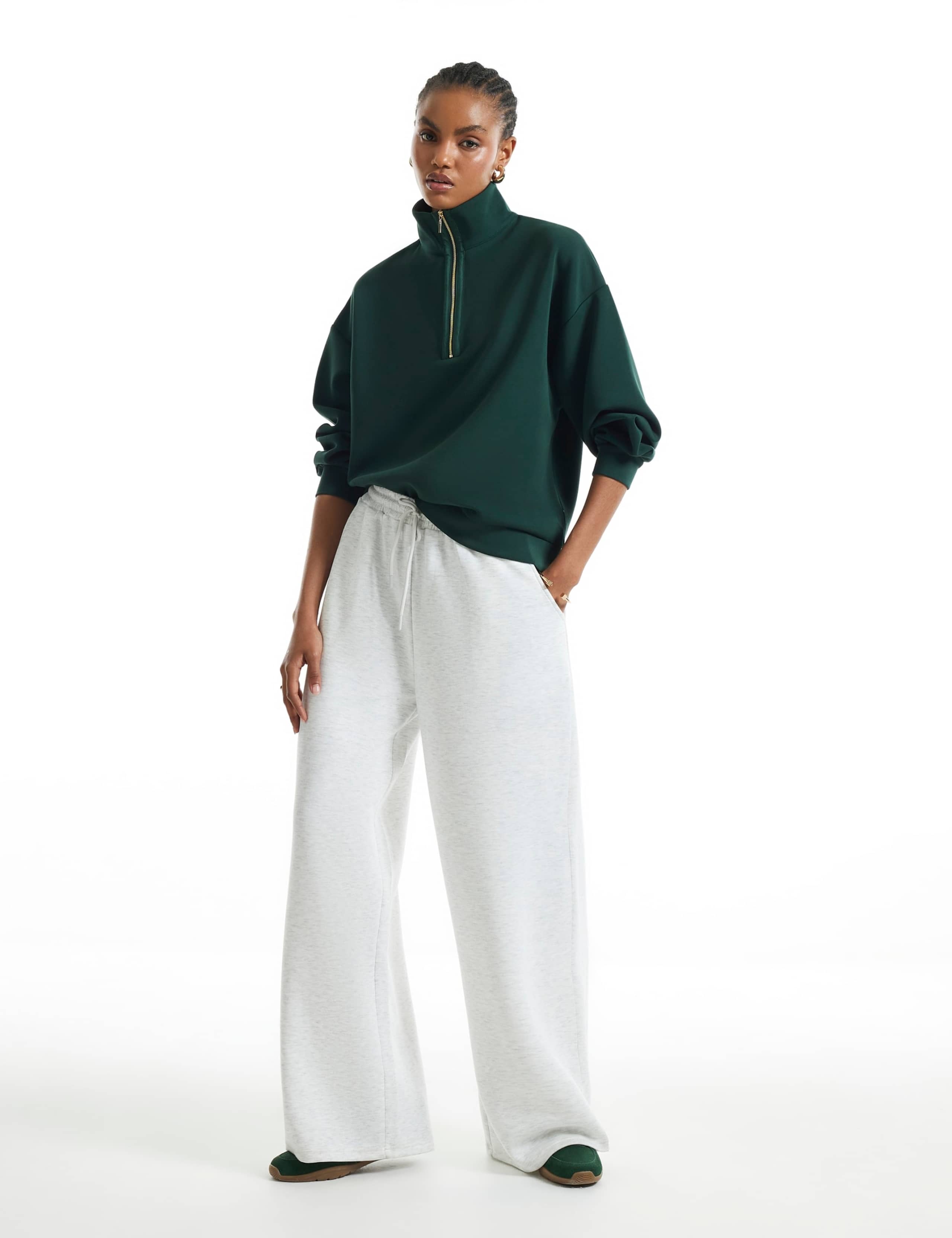 Funnel Neck Zip Up Relaxed Sweatshirt 2 of 6