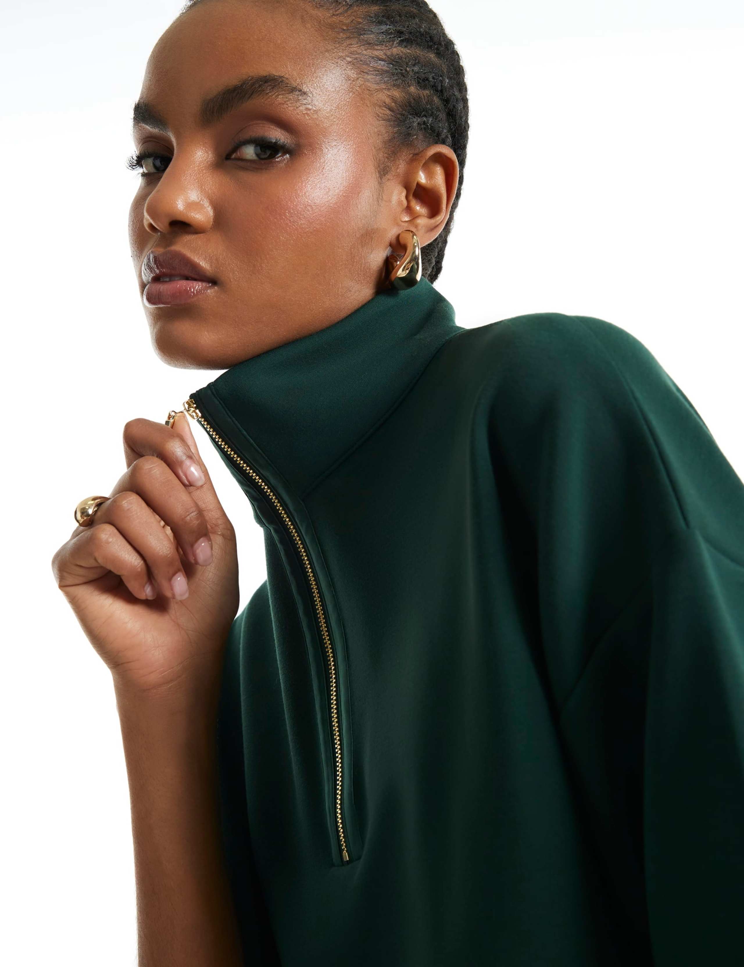Funnel Neck Zip Up Relaxed Sweatshirt 6 of 6