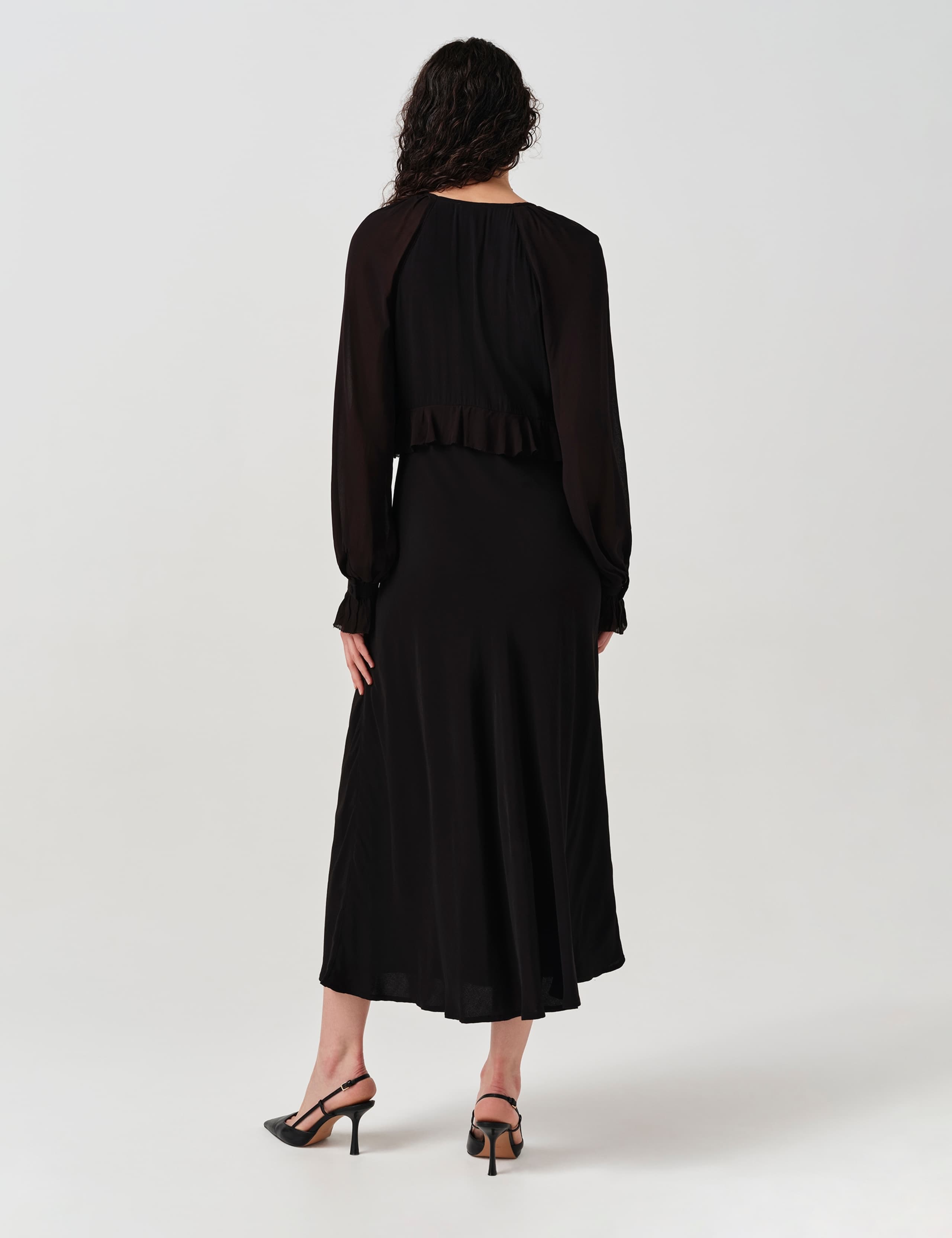 V-Neck Frill Detail Midi Dress 4 of 6