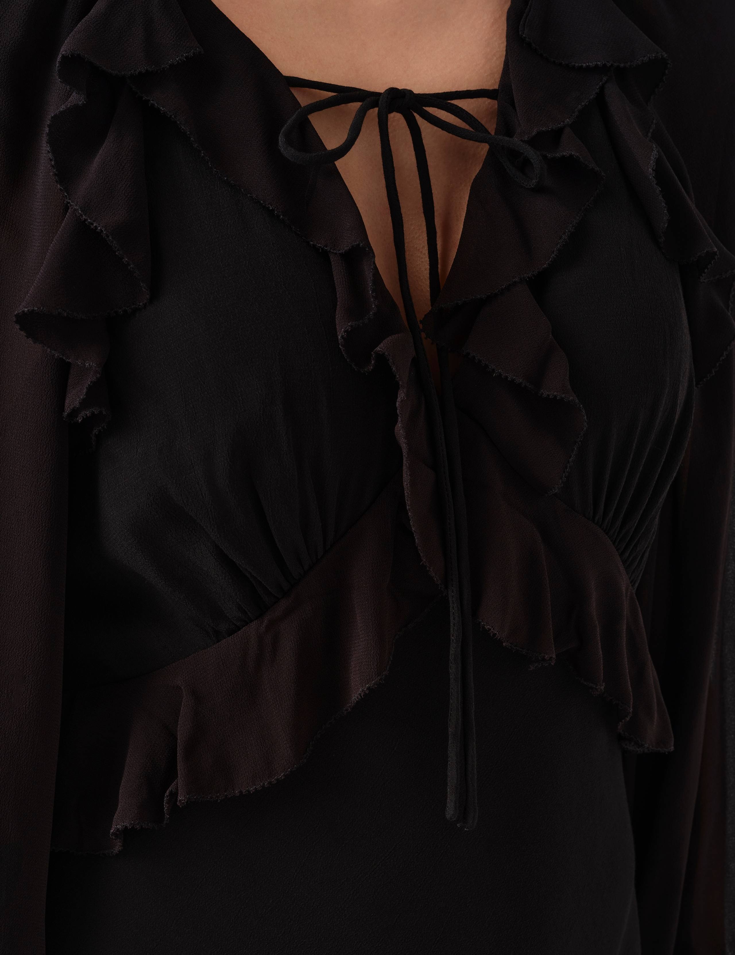 V-Neck Frill Detail Midi Dress 5 of 6