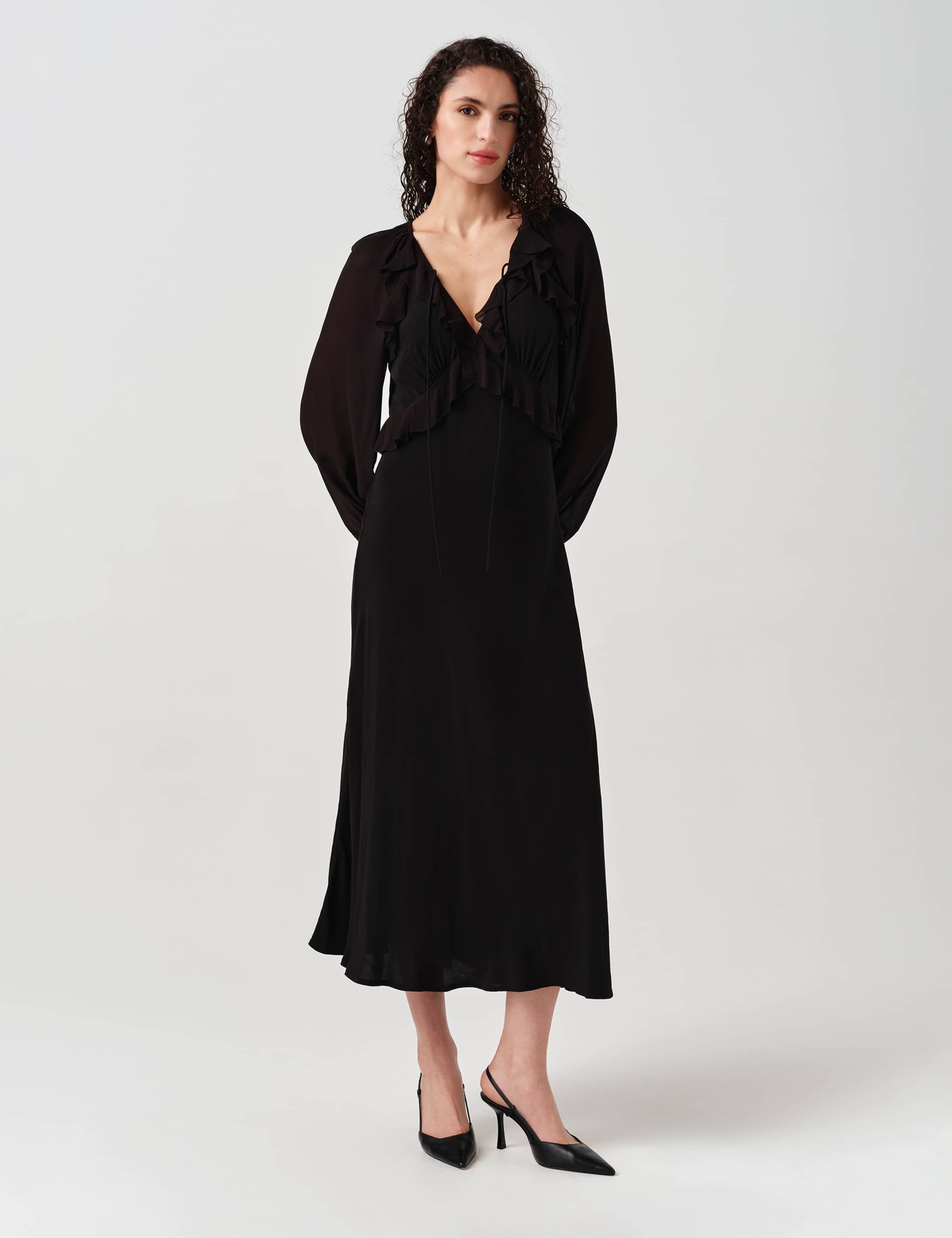 V-Neck Frill Detail Midi Dress 6 of 6