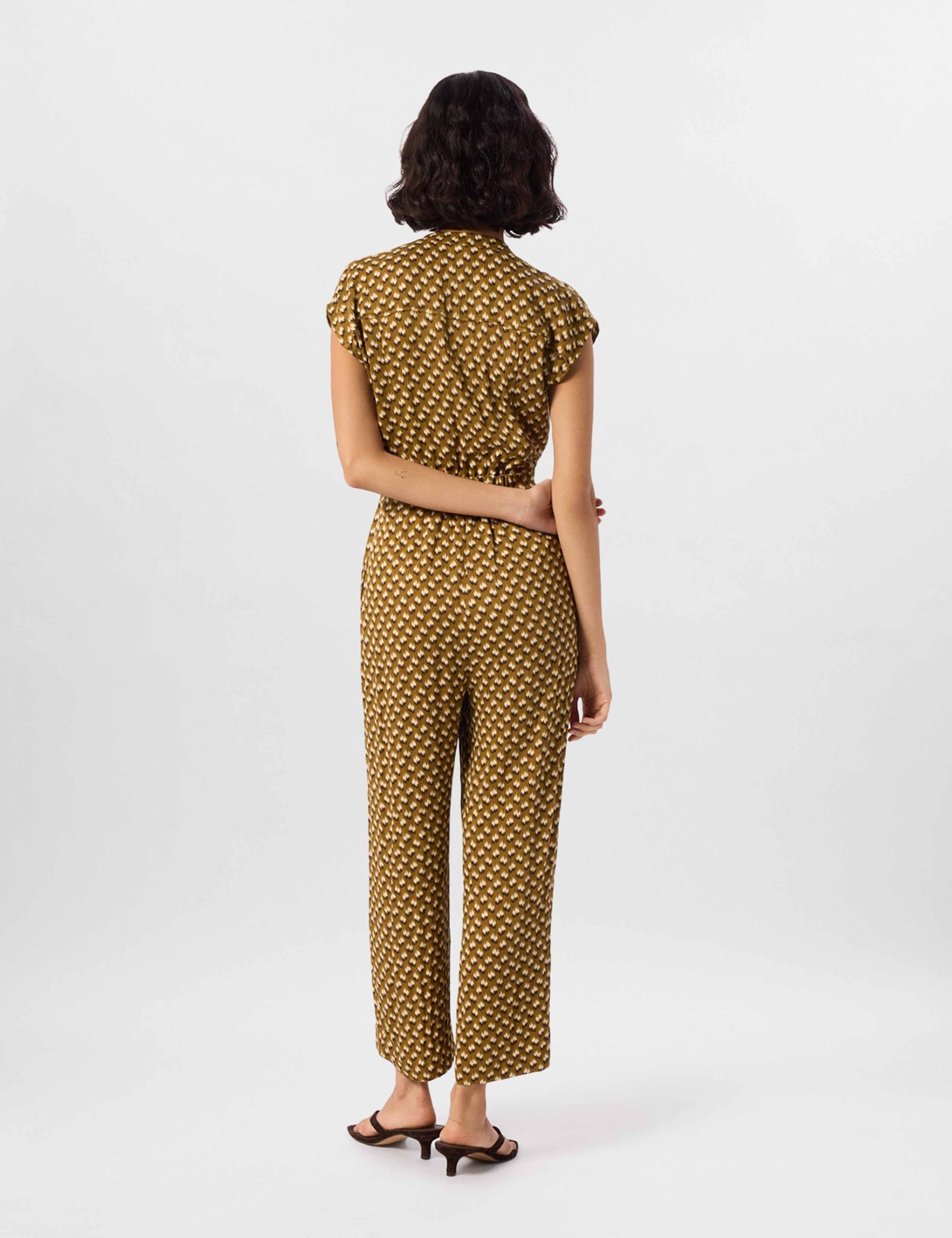 Spot Drawstring Cap Sleeve Jumpsuit 4 of 5