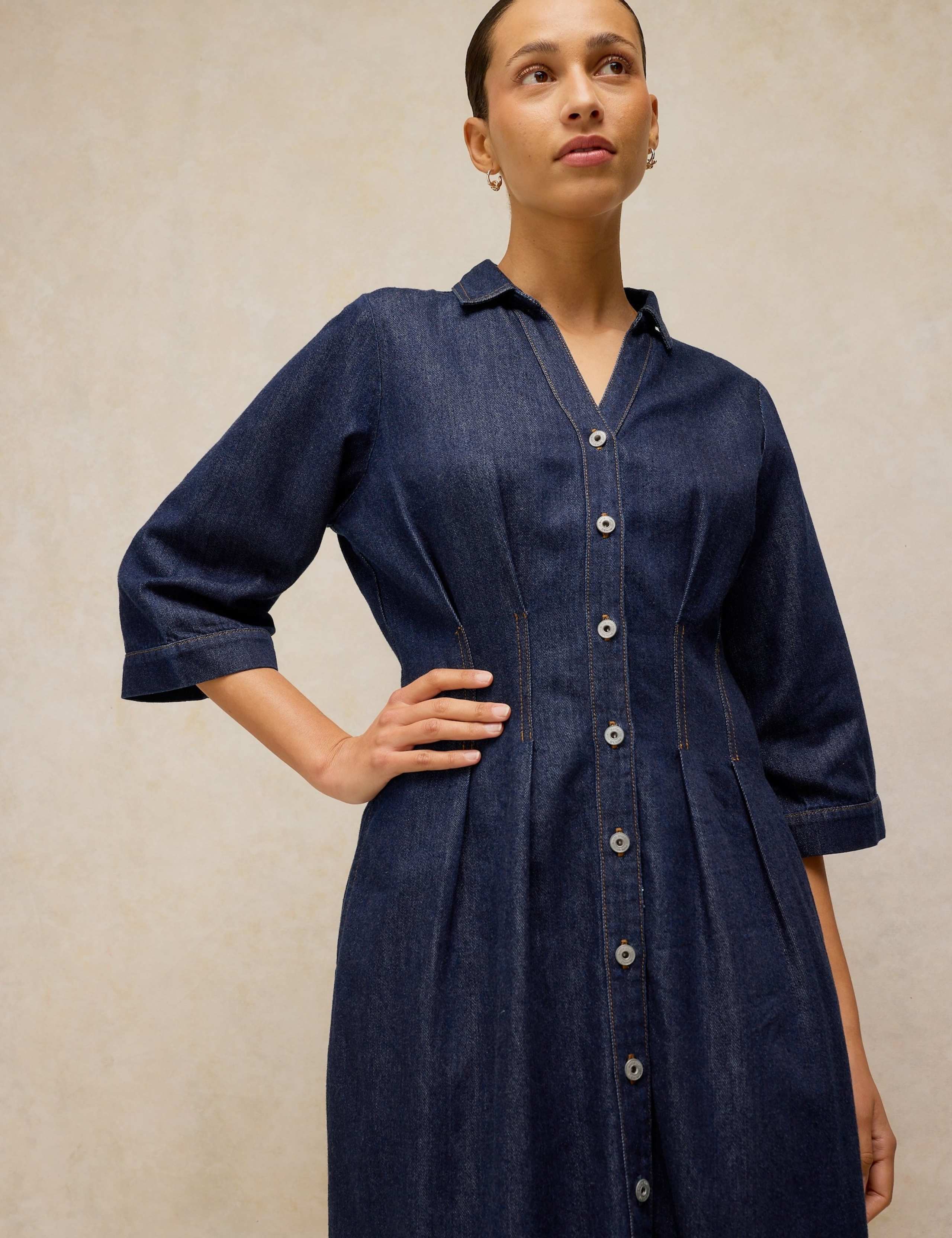 Denim Midi Shirt Dress 4 of 6