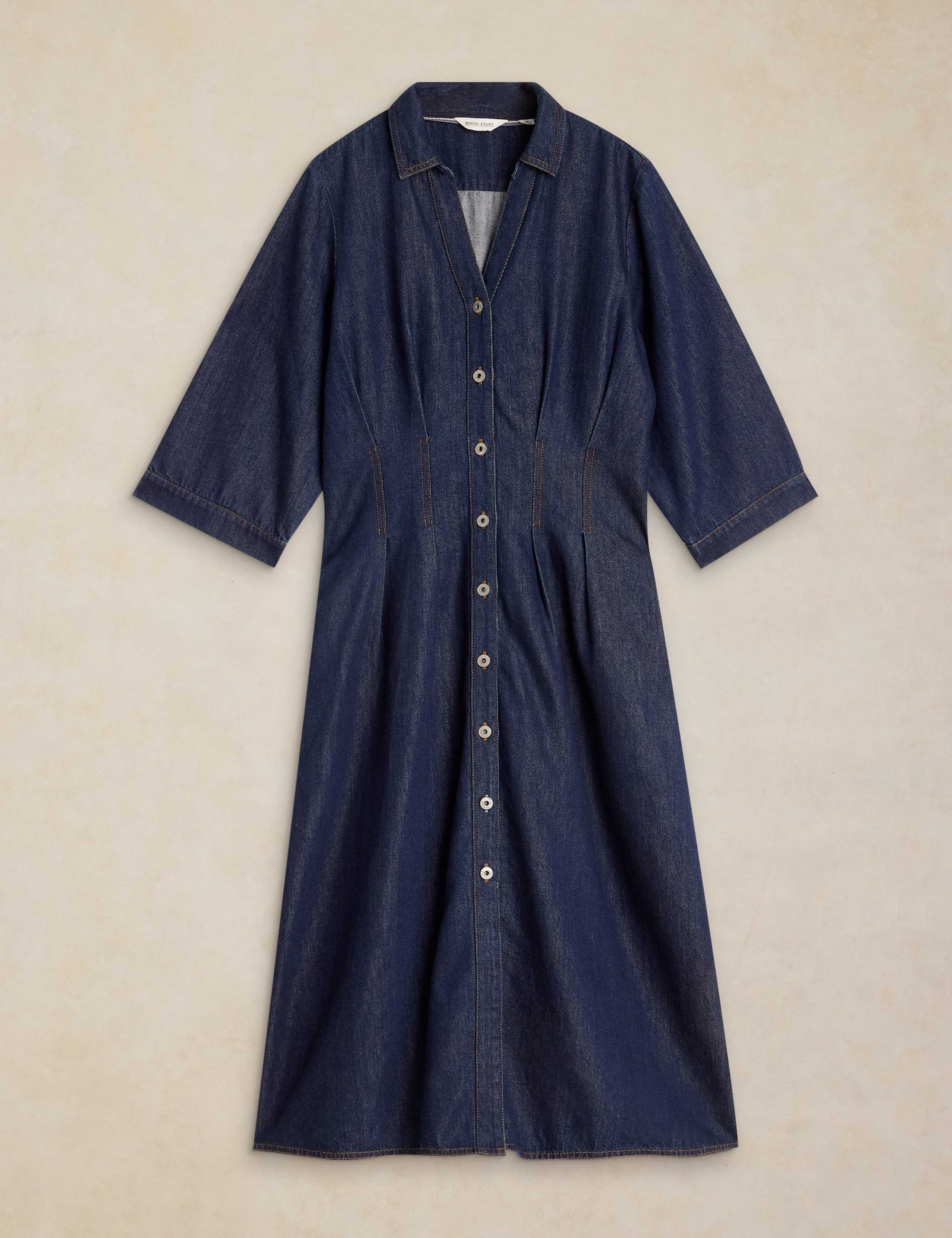Denim Midi Shirt Dress 2 of 6
