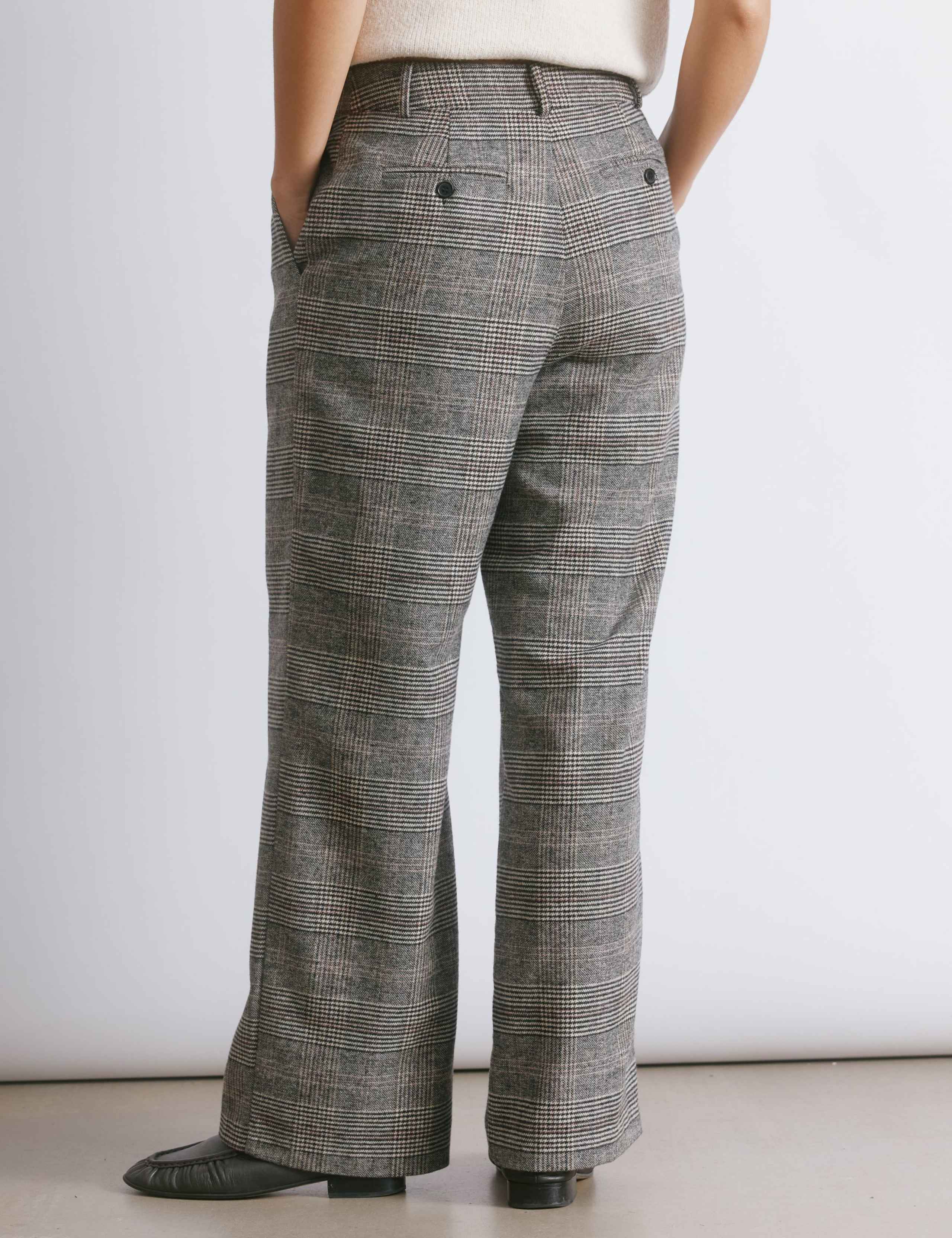 Checked Wide Leg Trousers with Wool 3 of 4