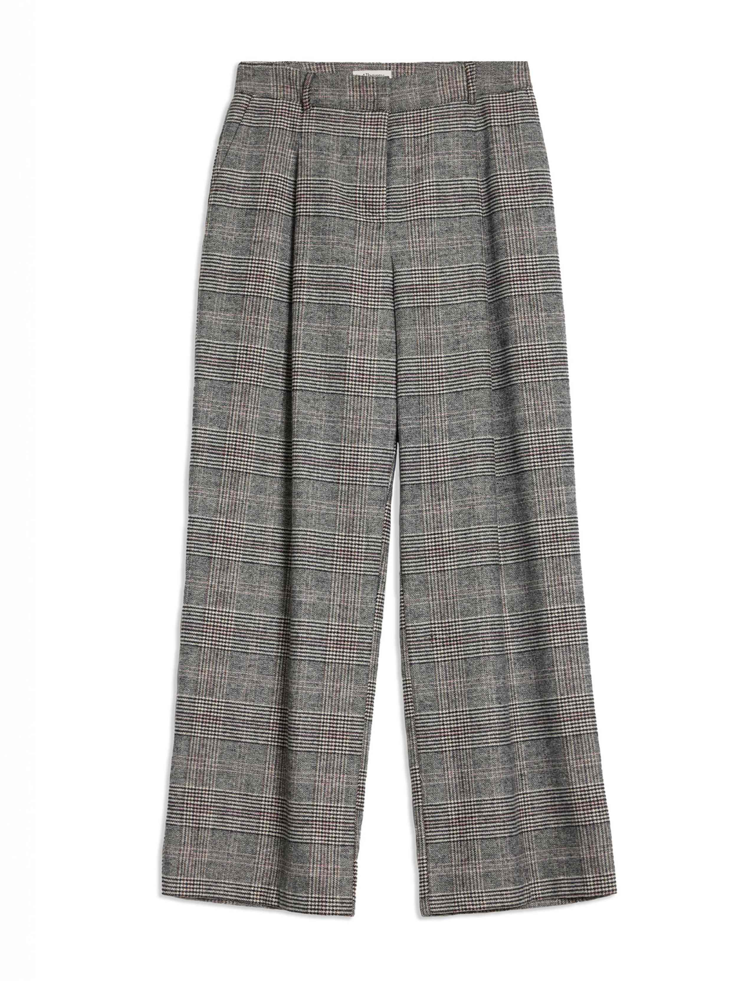 Checked Wide Leg Trousers with Wool 2 of 4