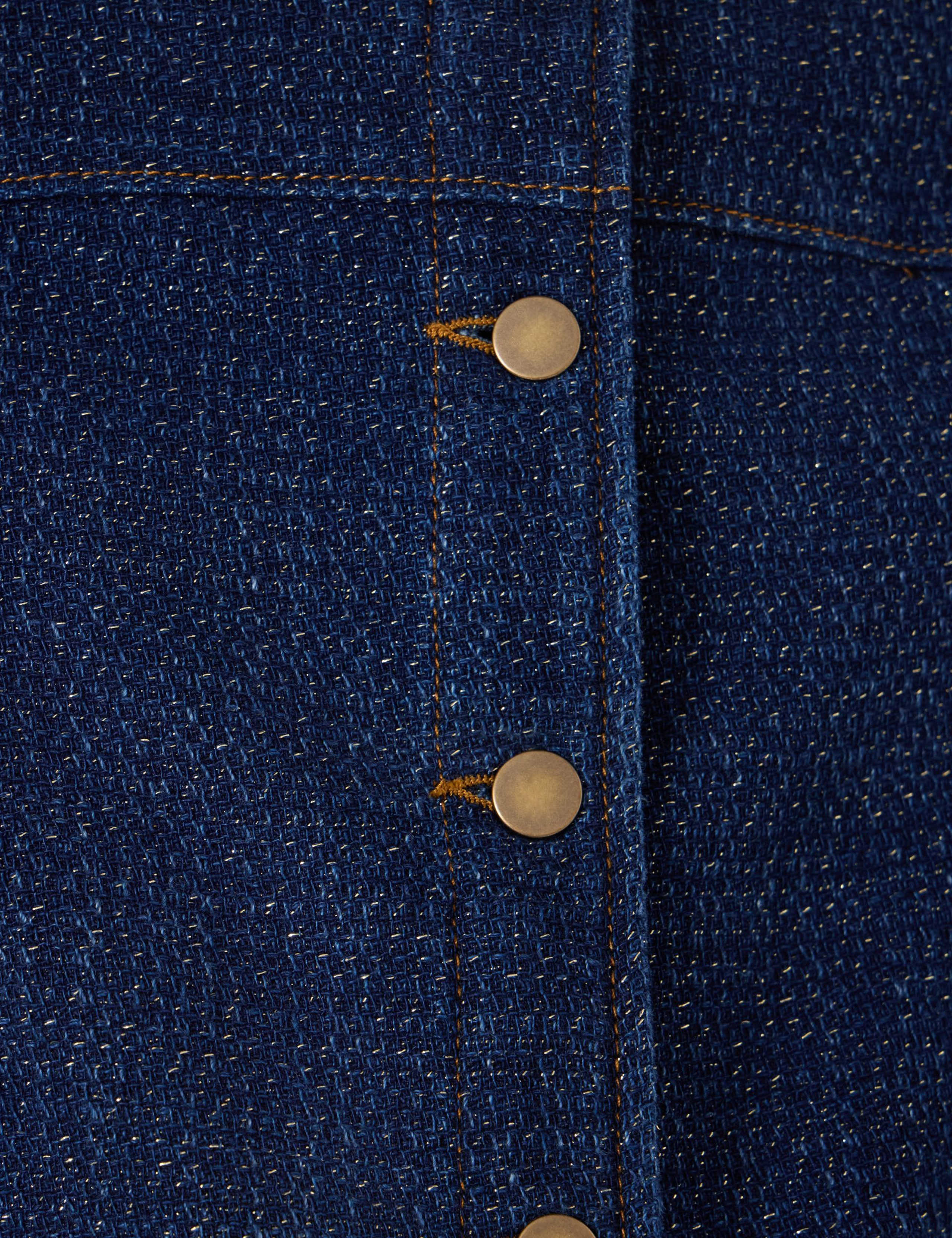 Denim Sparkly Collarless Jacket 3 of 7