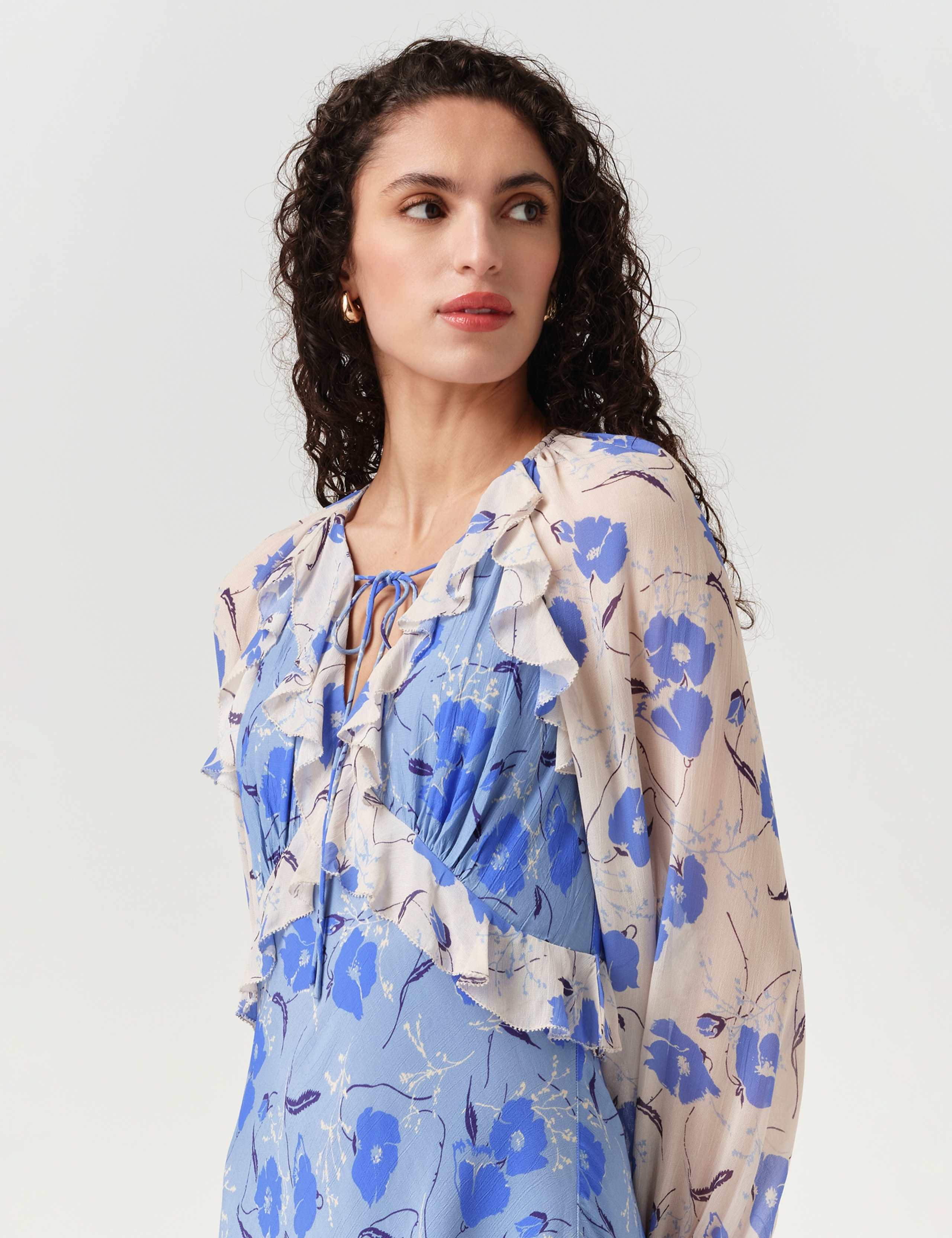Floral Frill Detail Midi Tea Dress 4 of 6