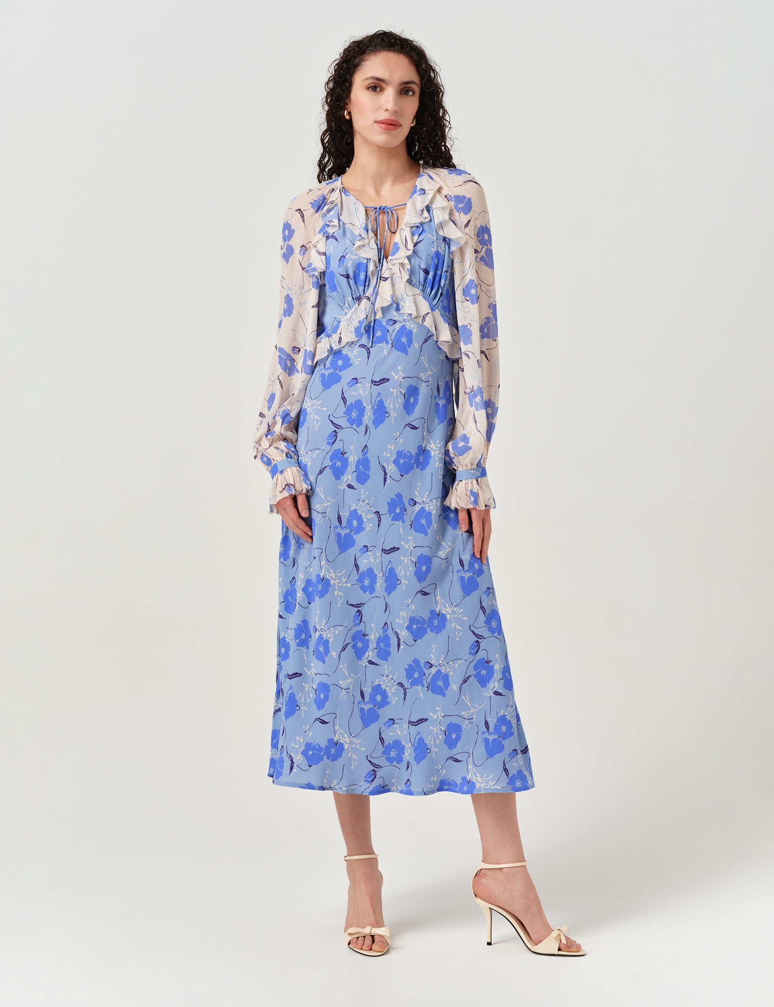 Floral Frill Detail Midi Tea Dress 5 of 6