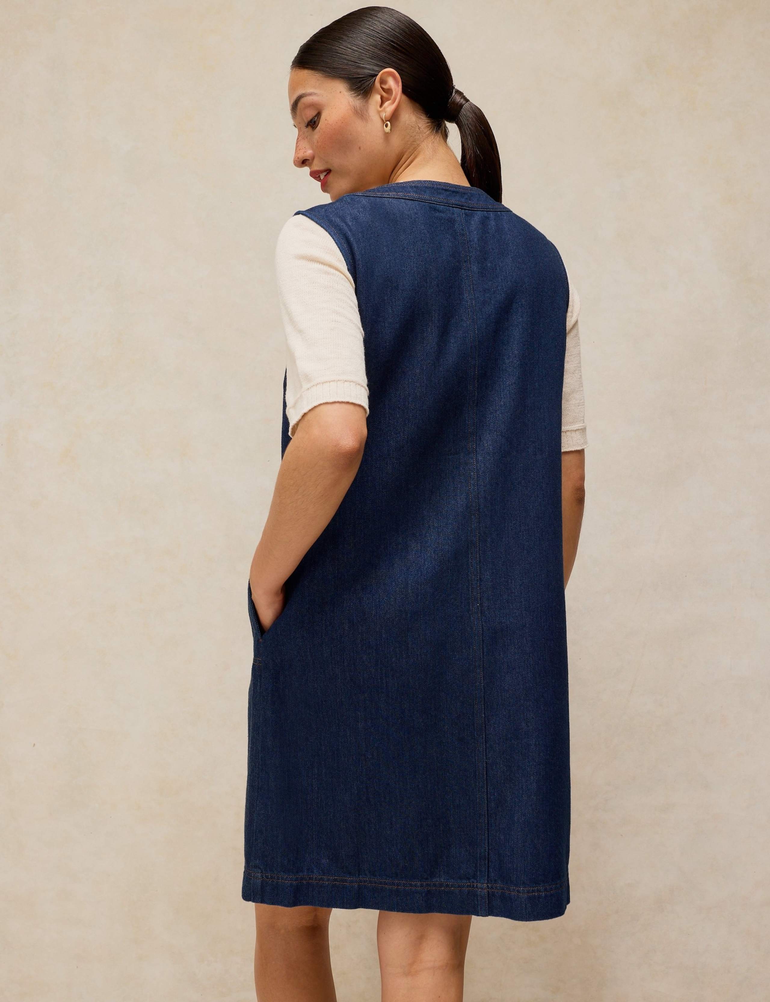 Denim Striped Midi Shift Dress 3 of 6
