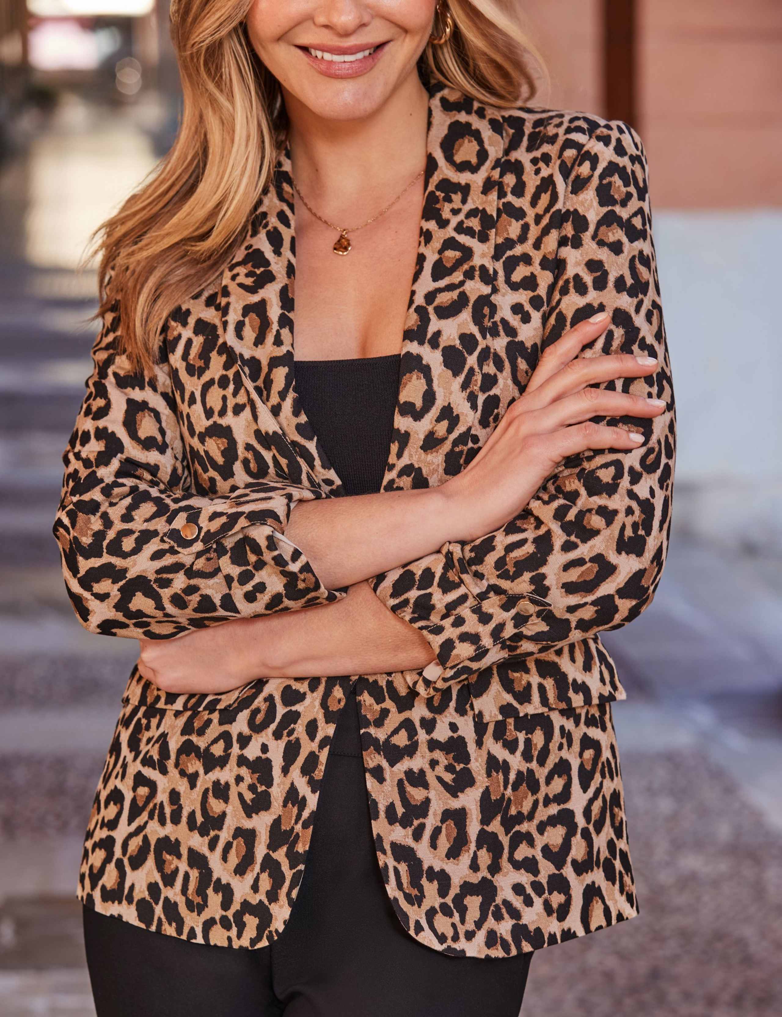 Linen Rich Leopard Print Blazer 6 of 6
