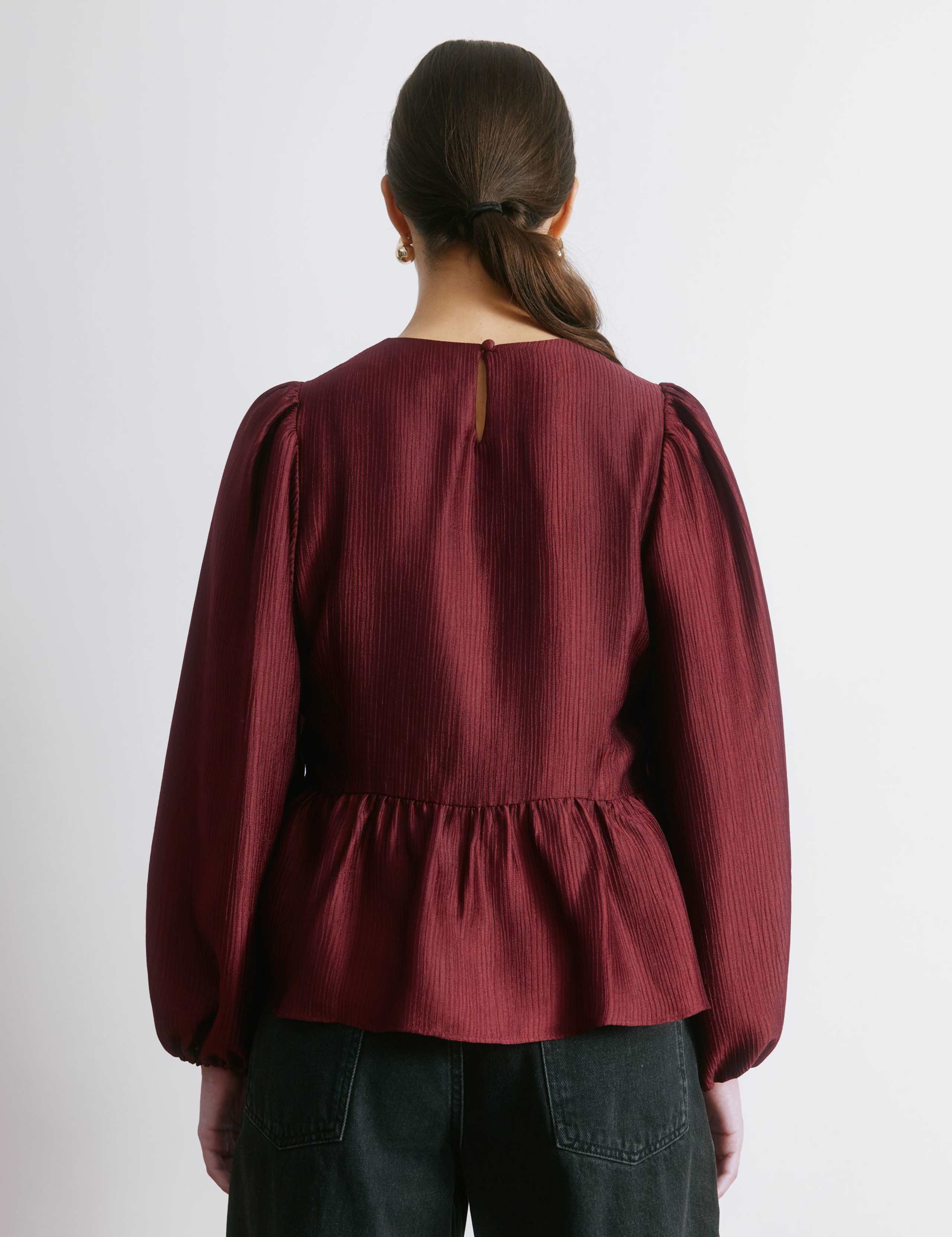 Satin Blouson Sleeve Blouse 4 of 5