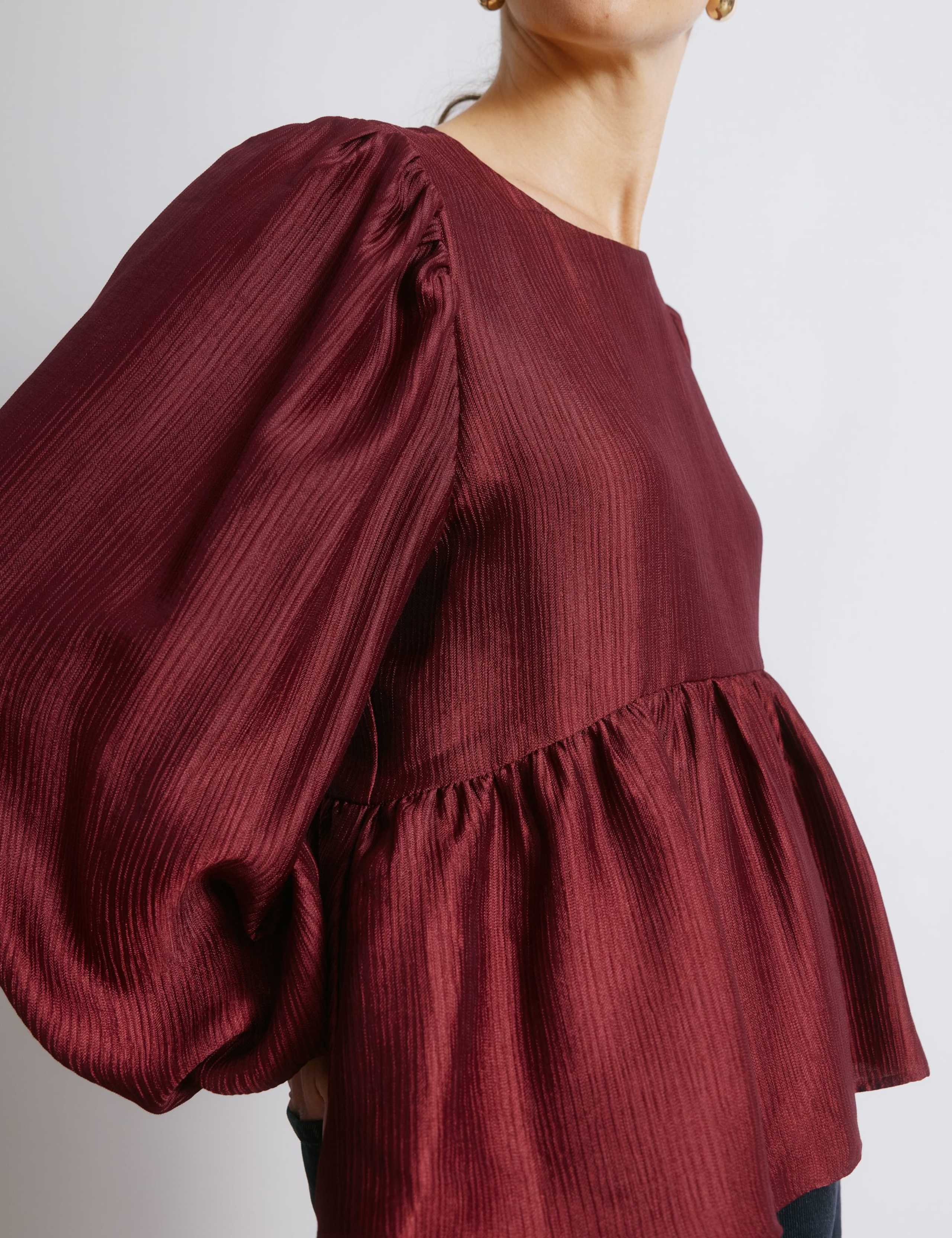 Satin Blouson Sleeve Blouse 5 of 5