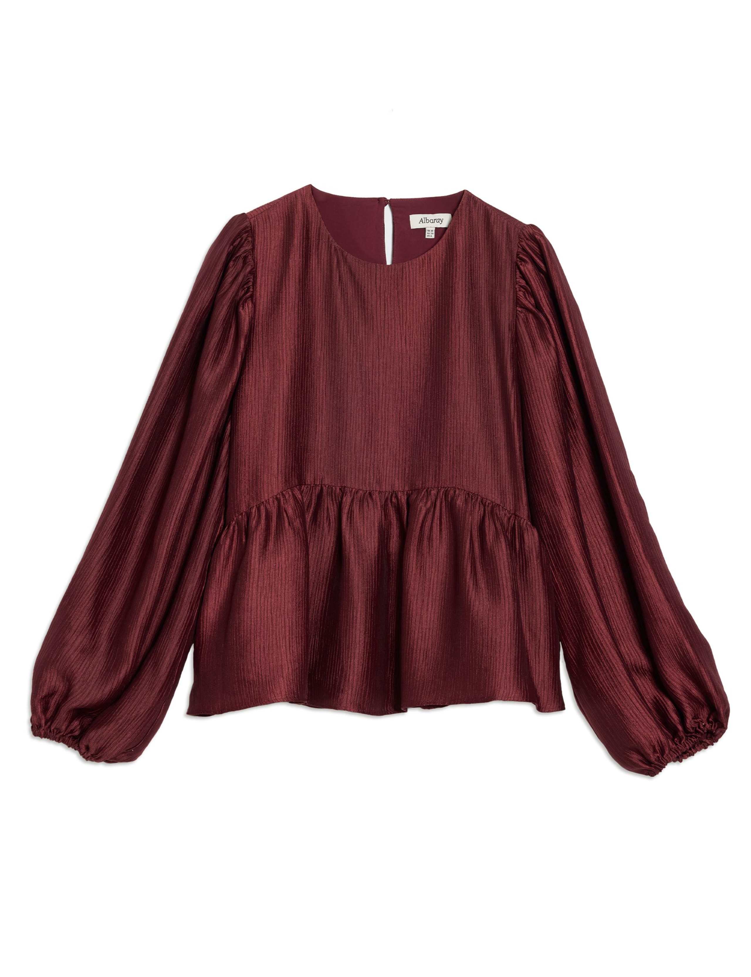 Satin Blouson Sleeve Blouse 2 of 5