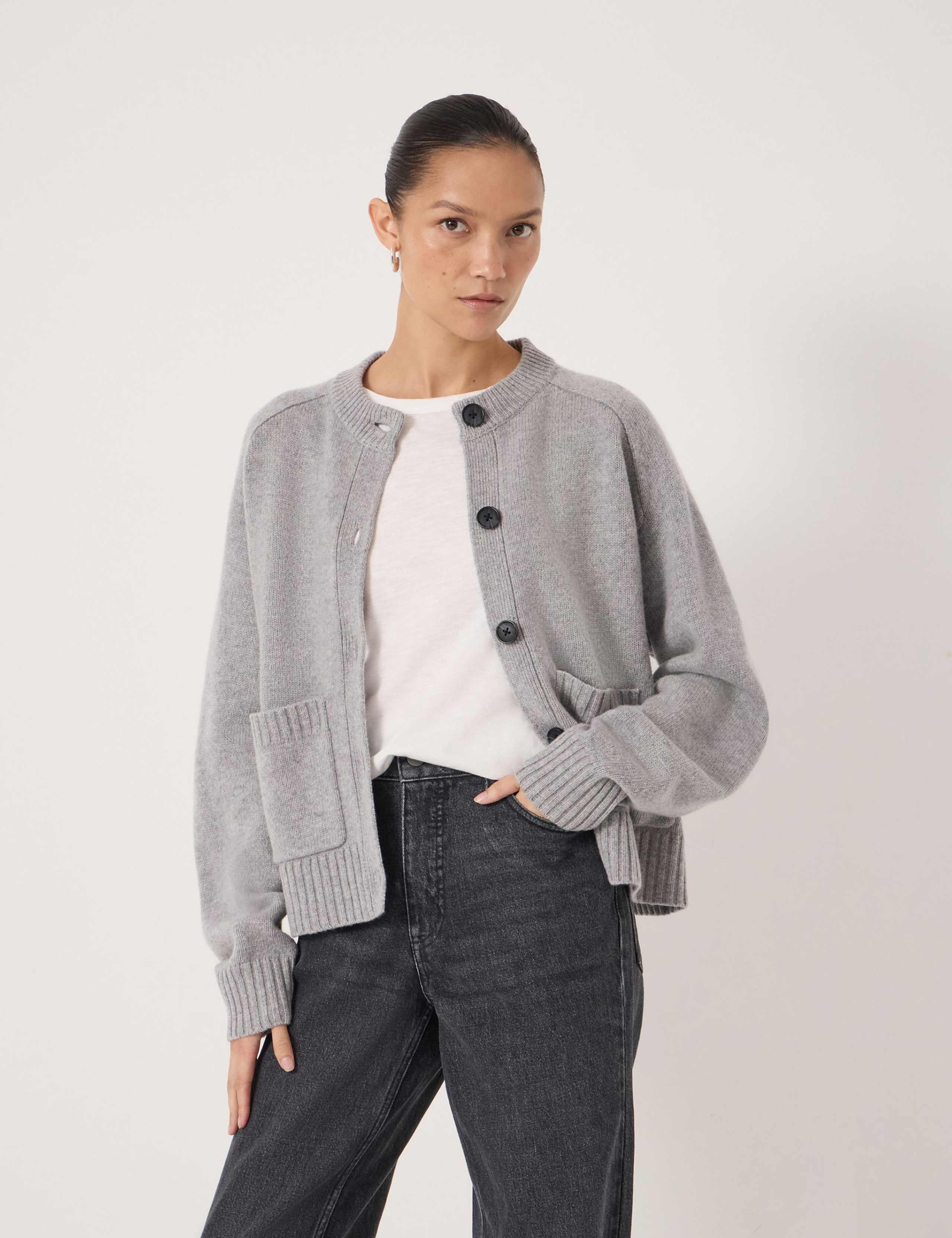 Pure Merino Wool Crew Neck Cardigan 3 of 5