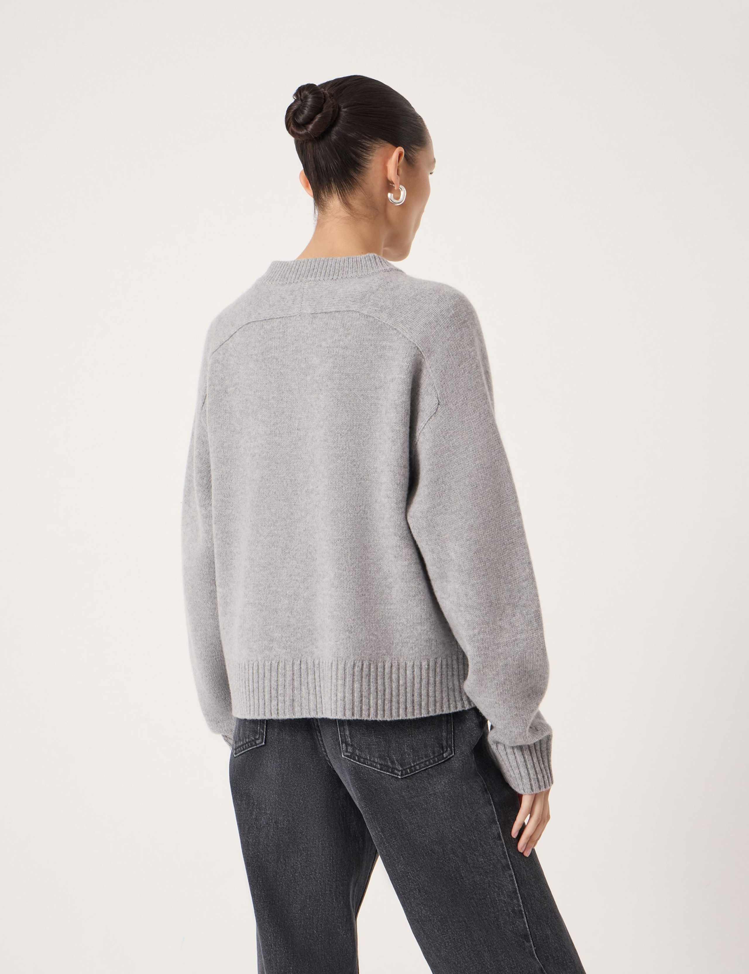 Pure Merino Wool Crew Neck Cardigan 4 of 5