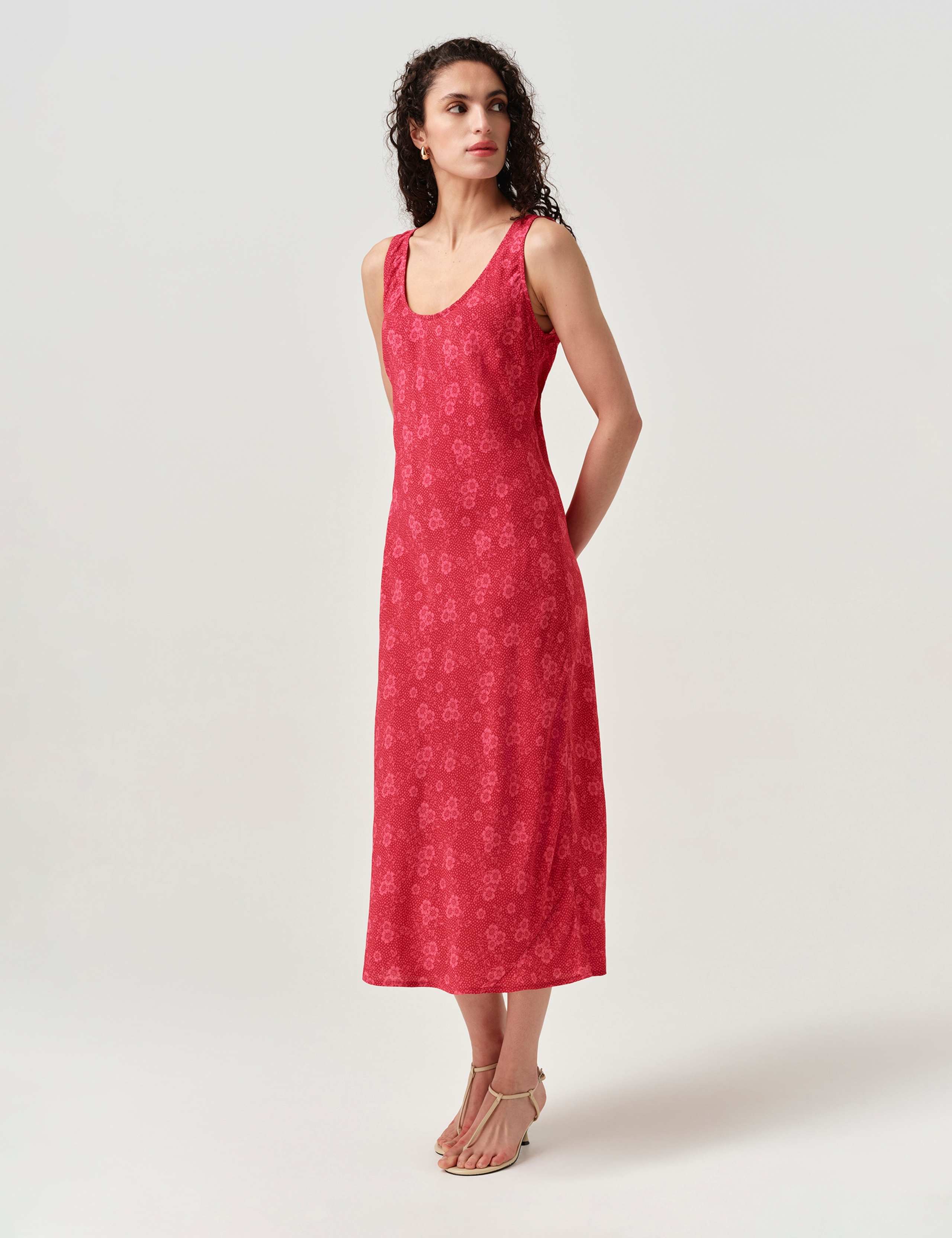 Crepe Floral Midi Slip Dress 3 of 6