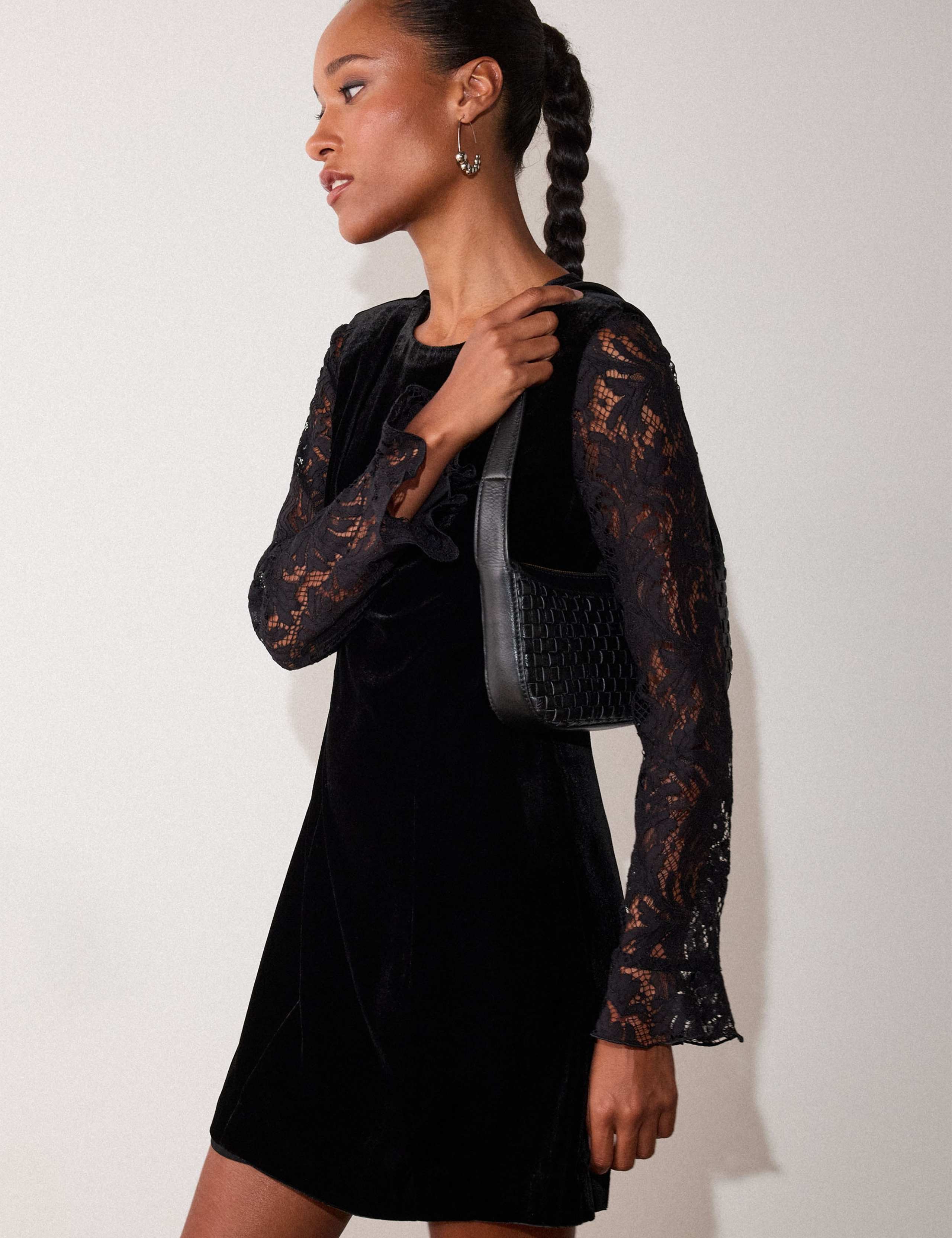 Velvet Lace Mini Bodycon Dress 4 of 6