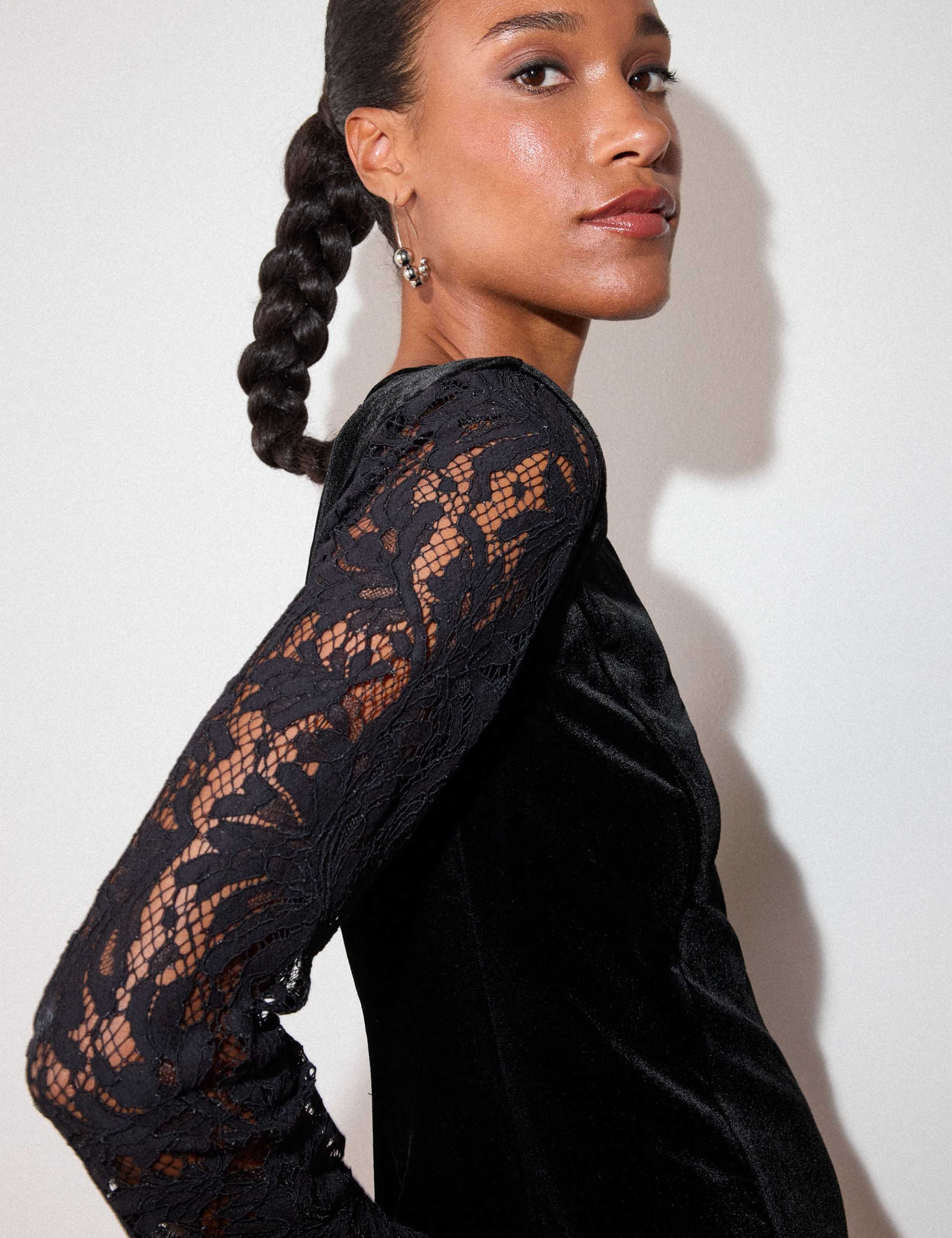 Velvet Lace Mini Bodycon Dress 5 of 6