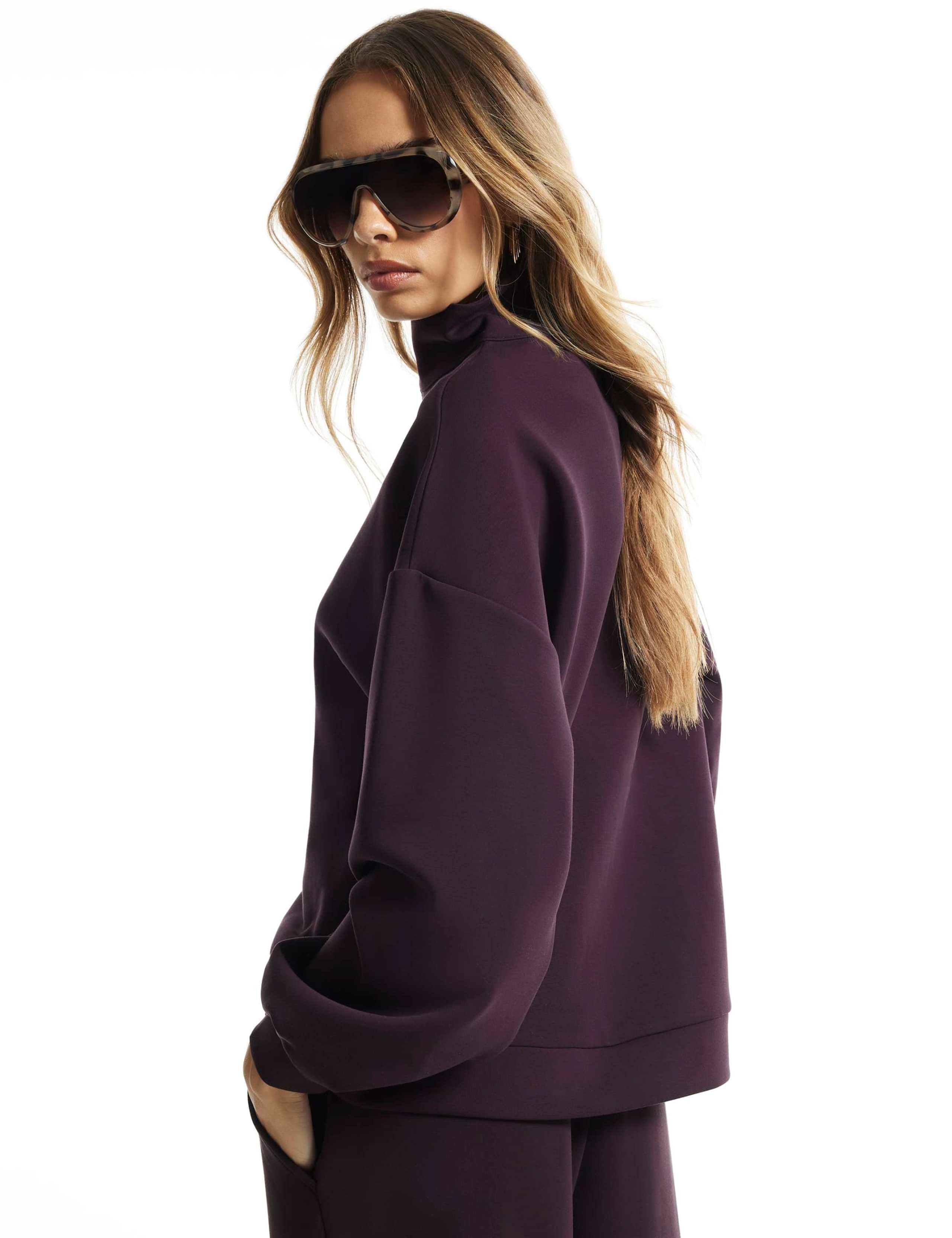 Funnel Neck Zip Up Relaxed Sweatshirt 2 of 6