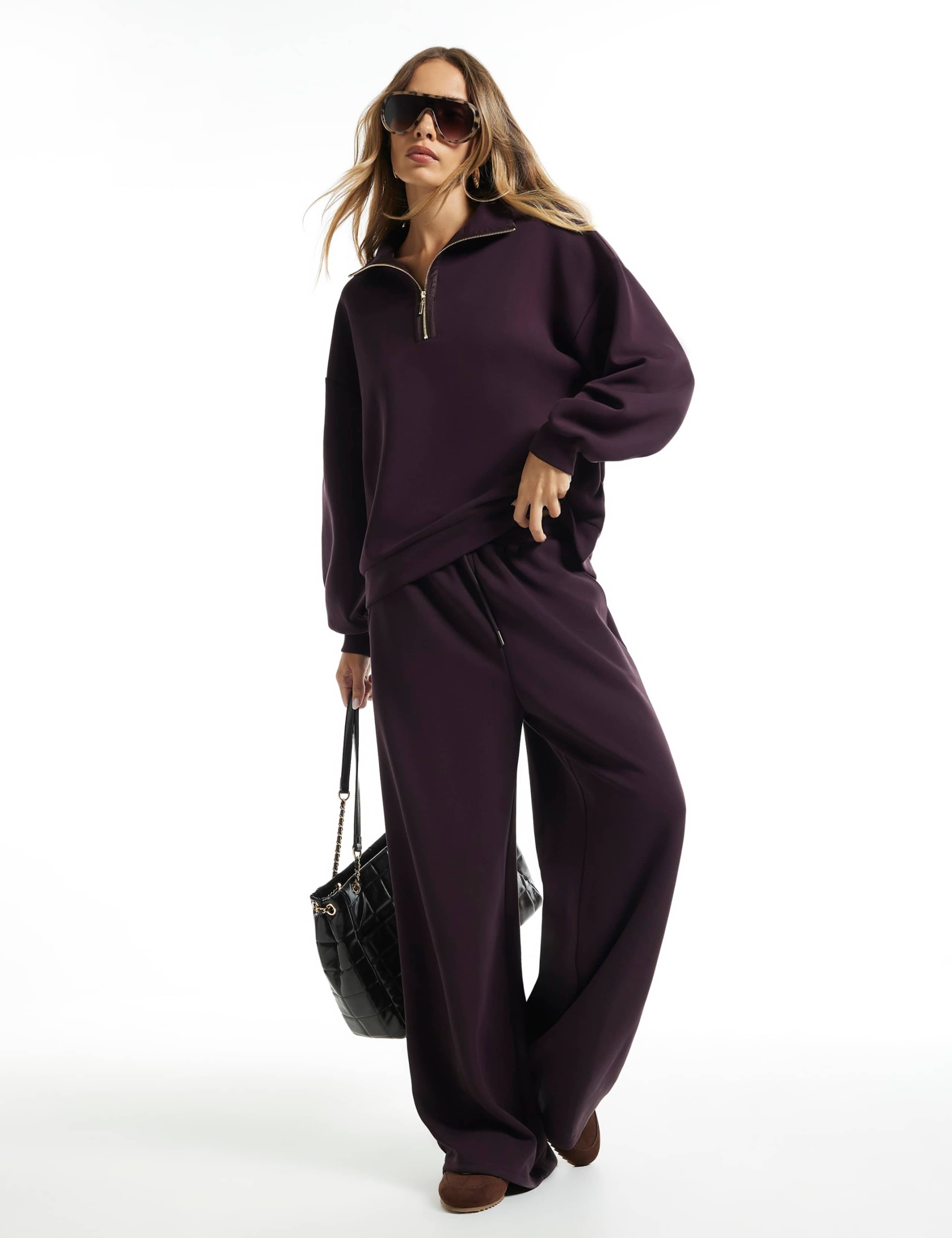 Funnel Neck Zip Up Relaxed Sweatshirt 3 of 6
