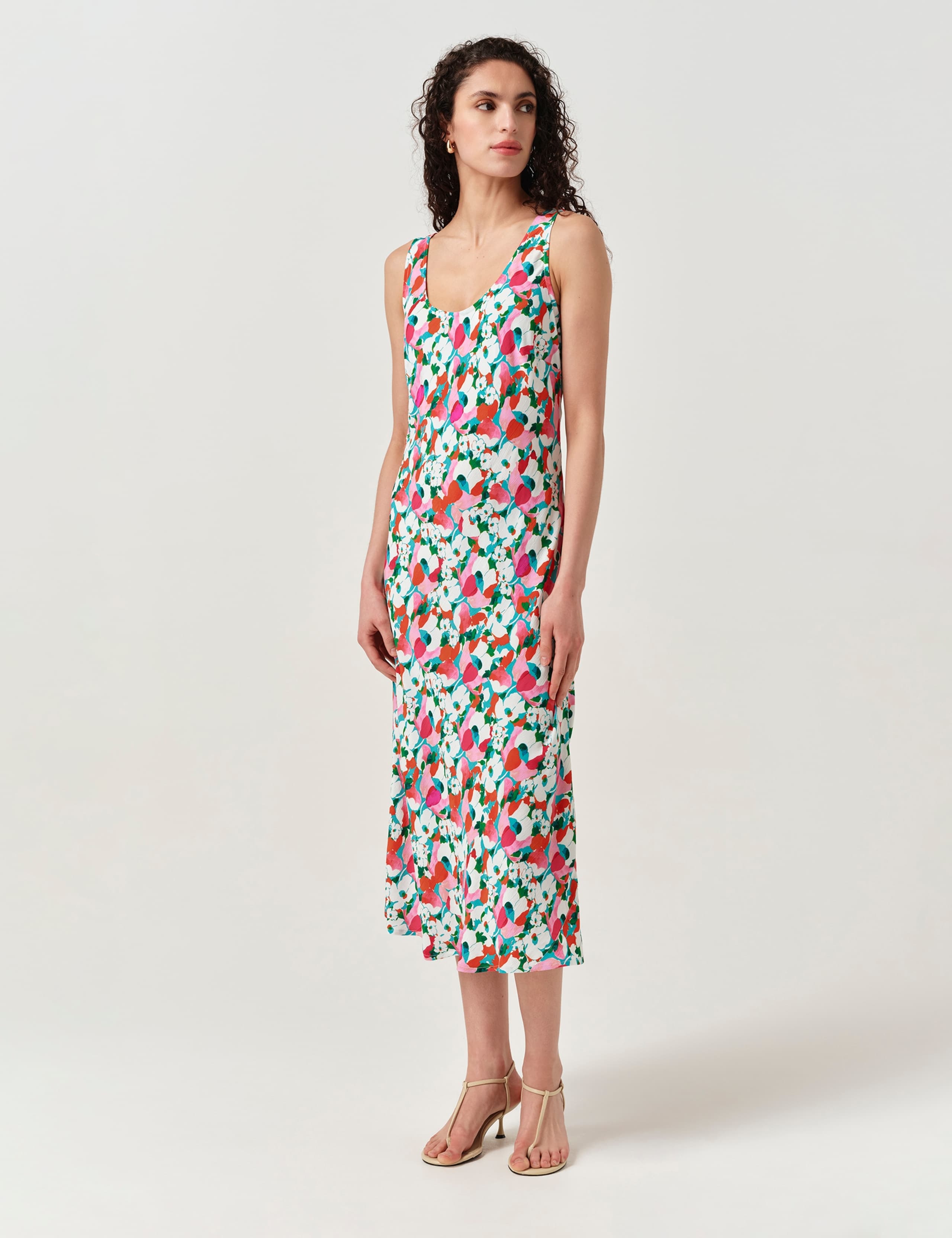 Crepe Floral Scoop Neck Midi Slip Dress 3 of 7